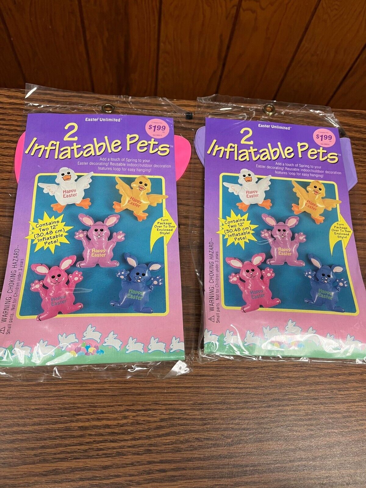VINTAGE EASTER UNLIMITED 2 PACKS OF 2 INFLATABLE 12'' PETS RABBIT BUNNY
