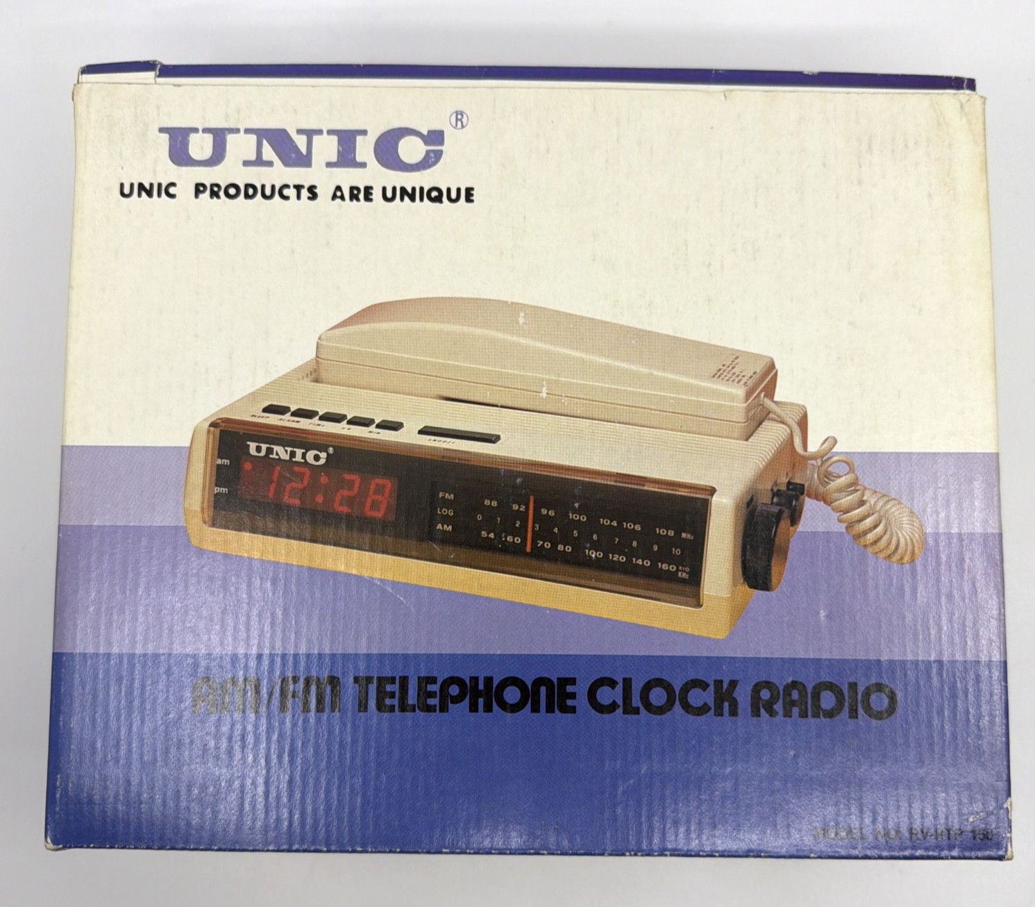 Vintage Unic AM/FM Digital Clock Radio Alarm w/ Electronic Telephone & Box
