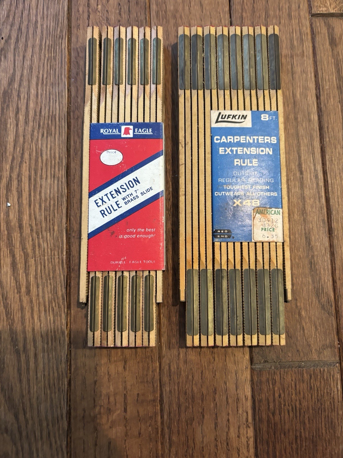 Royal eagle And Vintage Lufkin Carpenter Wooden Extension Rulers Collector 1970s