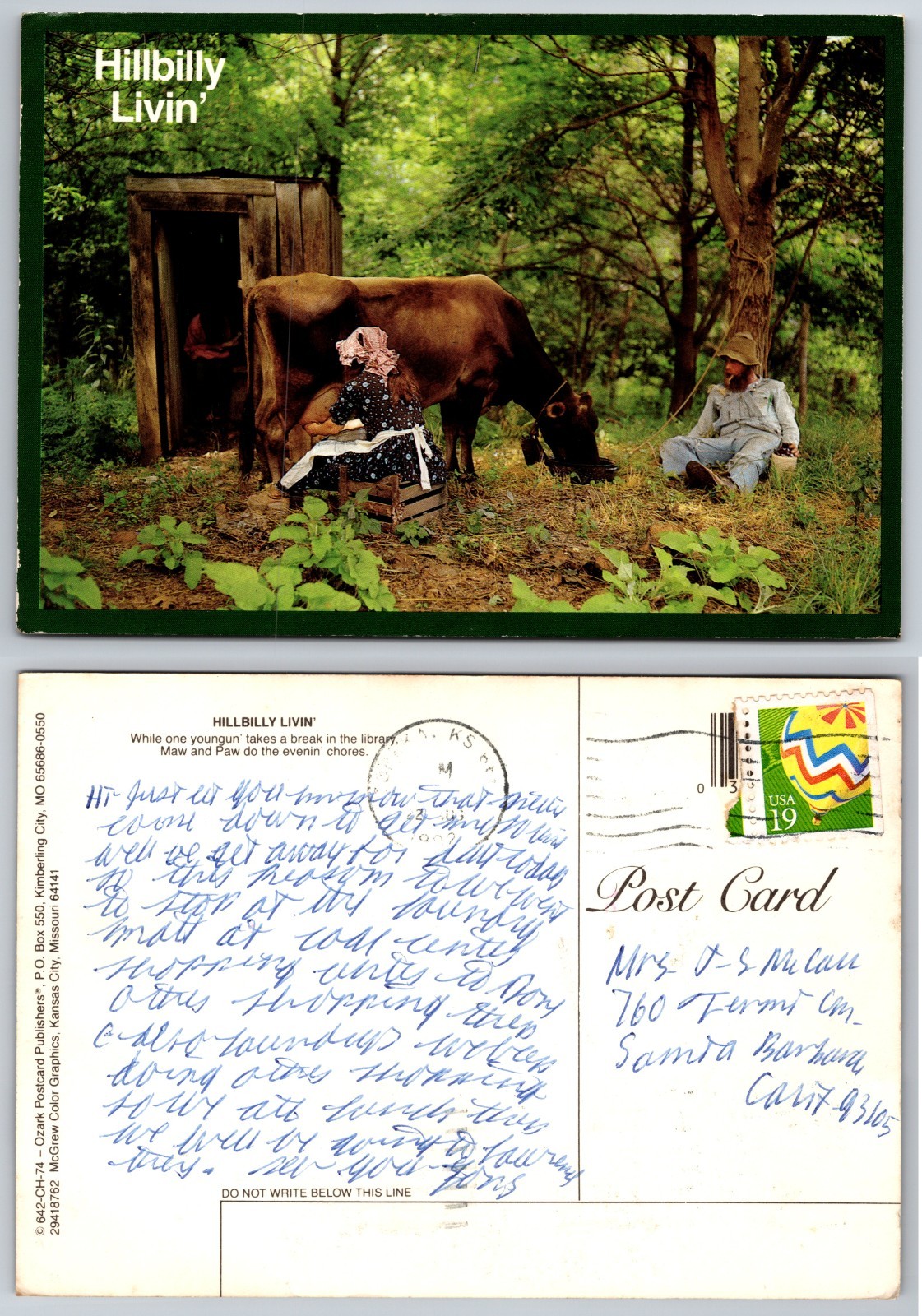 Continental Hillbilly Livin Postcard