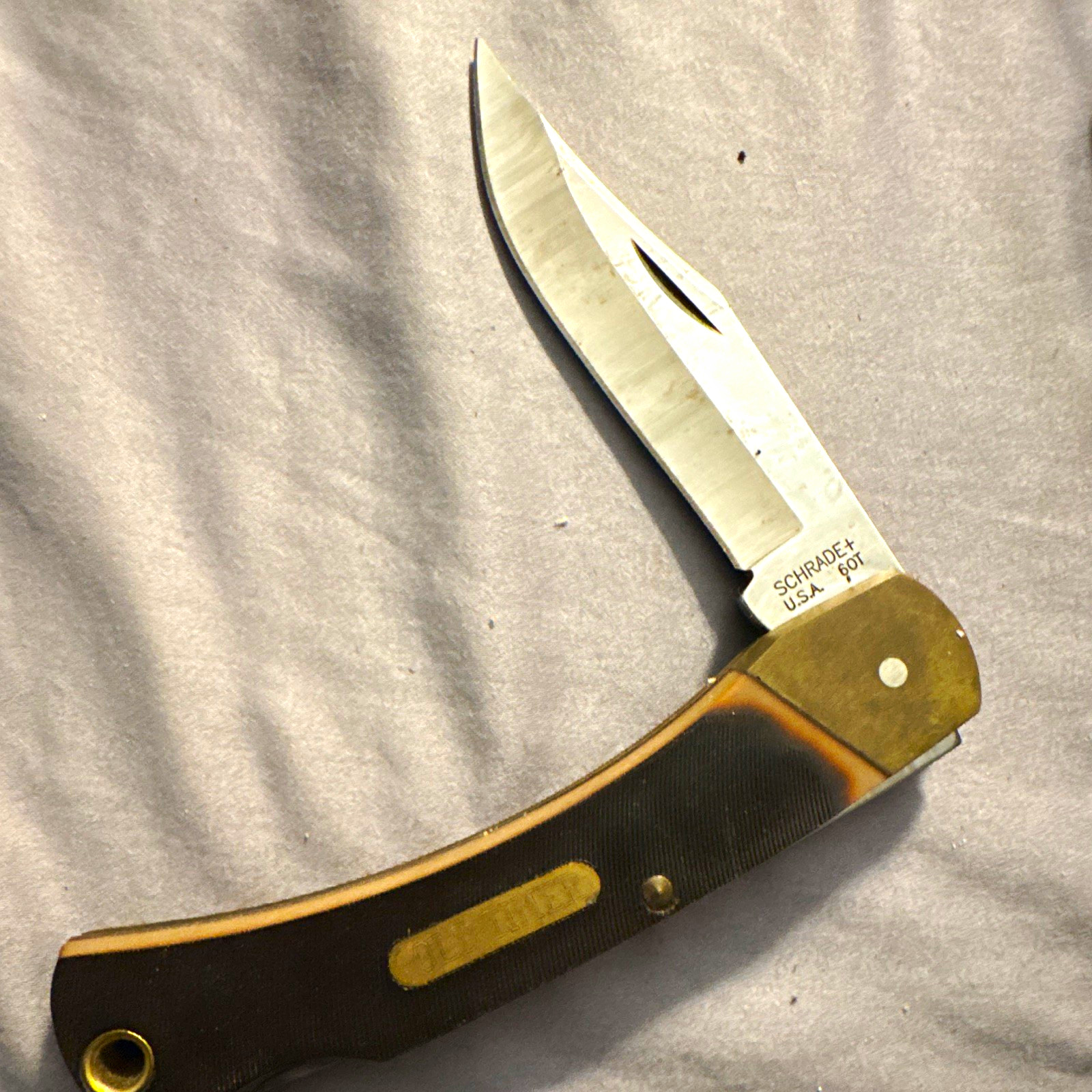 Schrade Vintage Lockback Pocketknife 1-Blade Stainless Clip Point, Black
