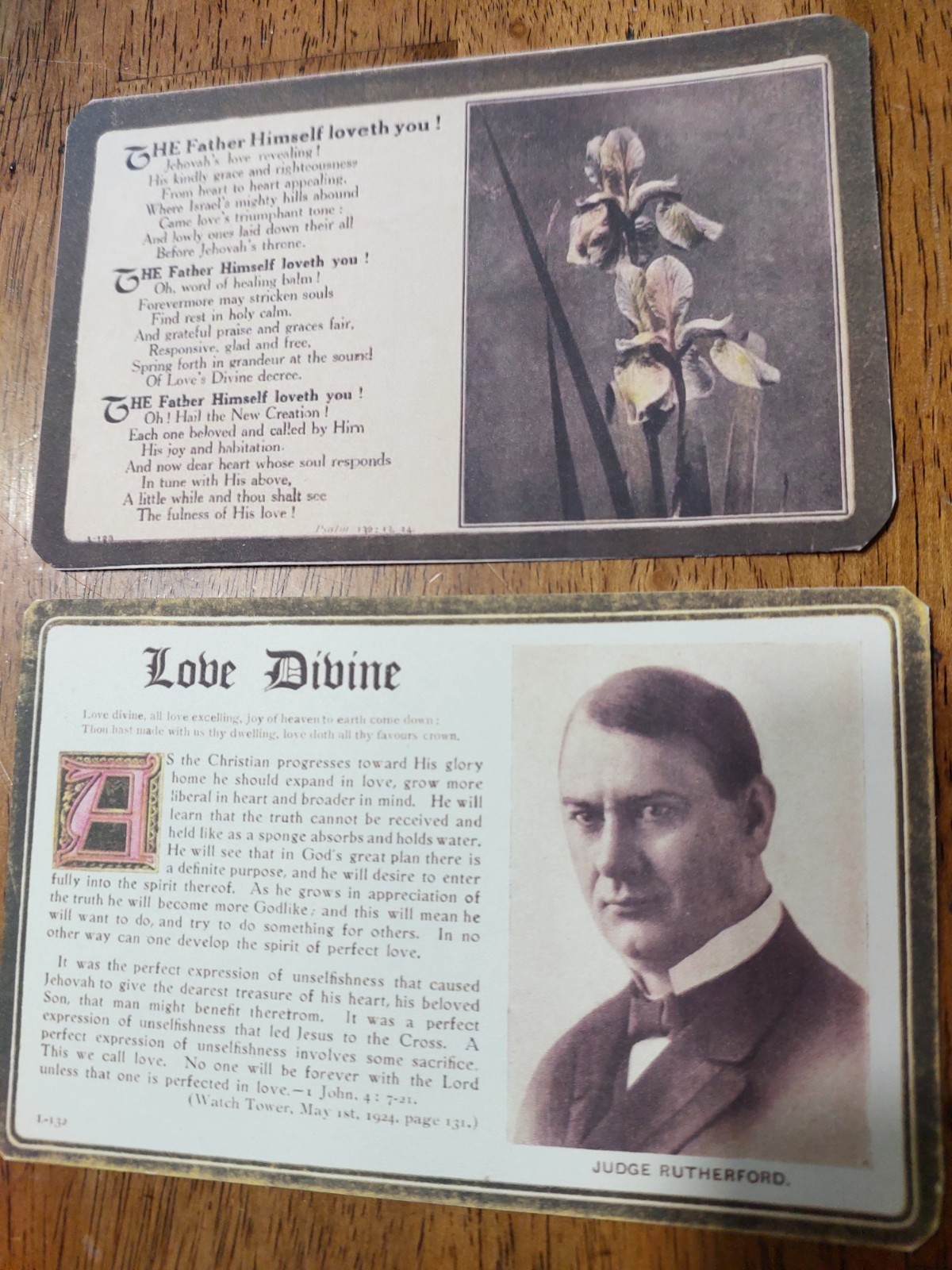 TWO Lardent Bible Student Cards With JEHOVAH's Name CT Russell Watchtower