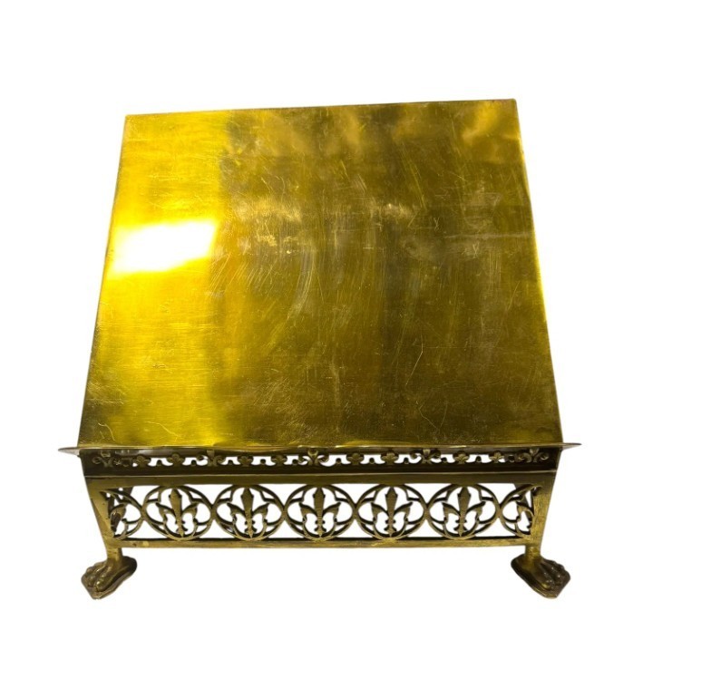 Antique Bronze Doré Ecclesiastical Pulpit Lion Pews Bible Stand Lectern