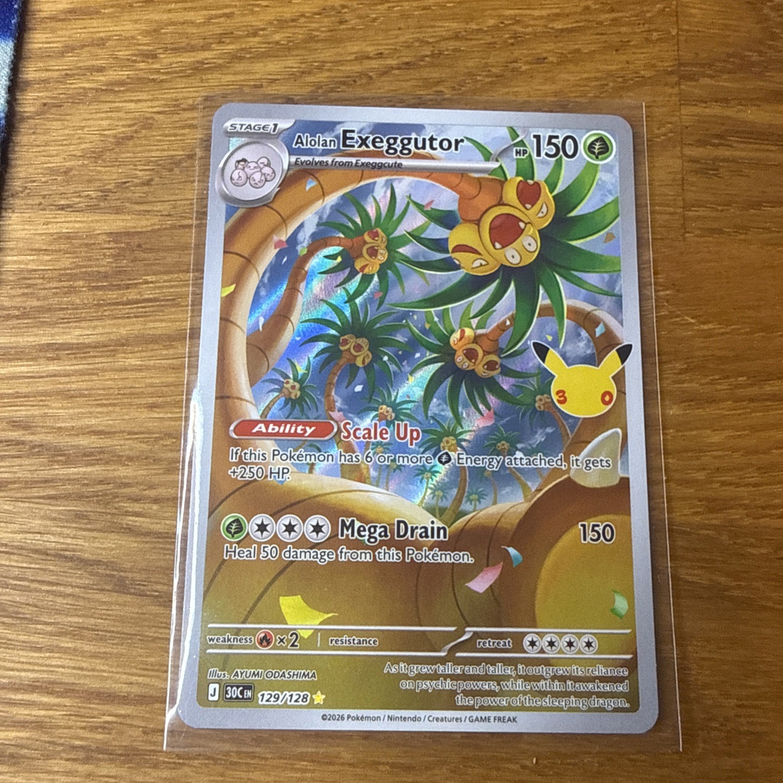 Alolan Exeggutor 129/128 Holo 30th Anniversary - Illustration Rare Pokemon Card