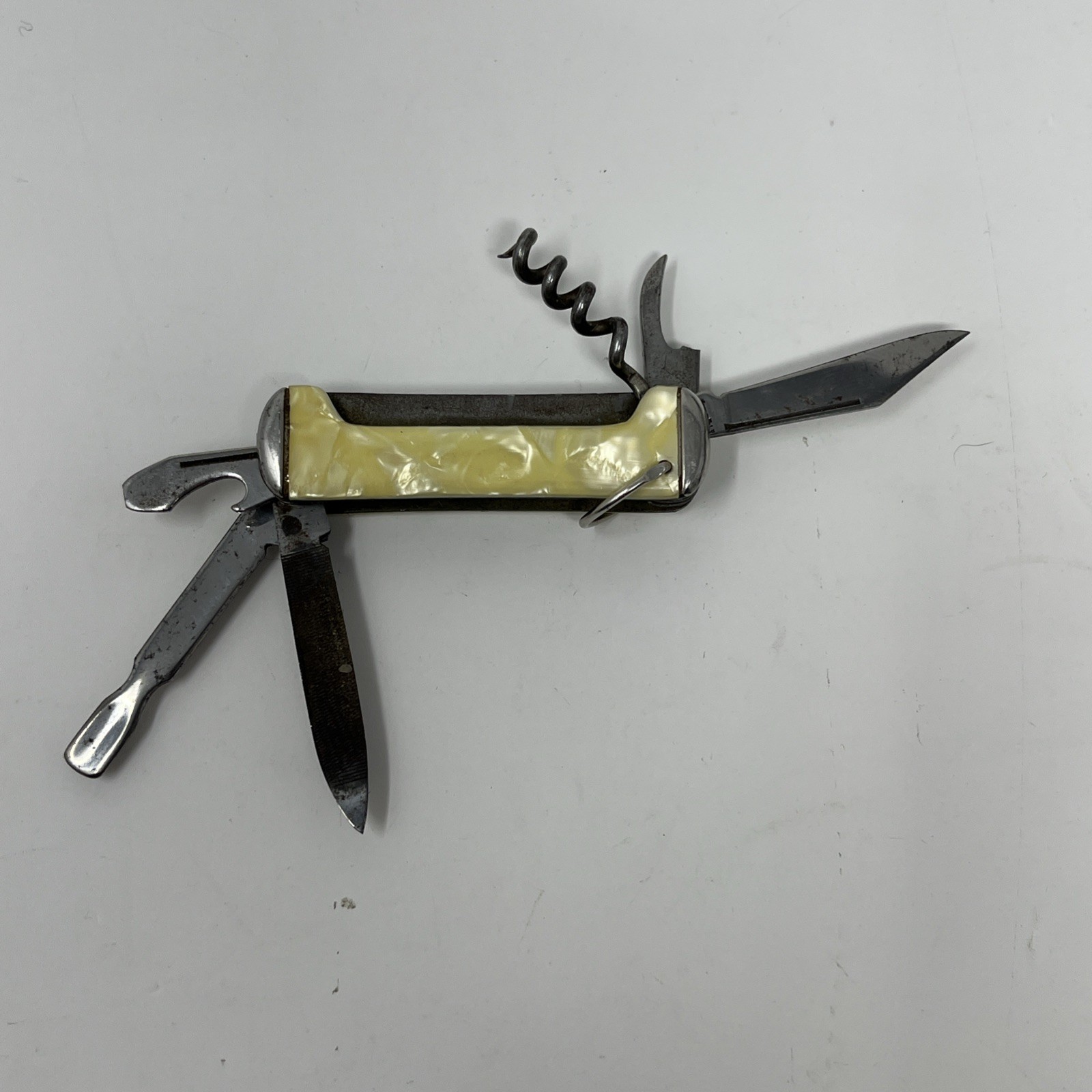 VINTAGE Imperial Prov RI USA Mini Knife 2” Multi Toll 6-Tool Pearl Handle