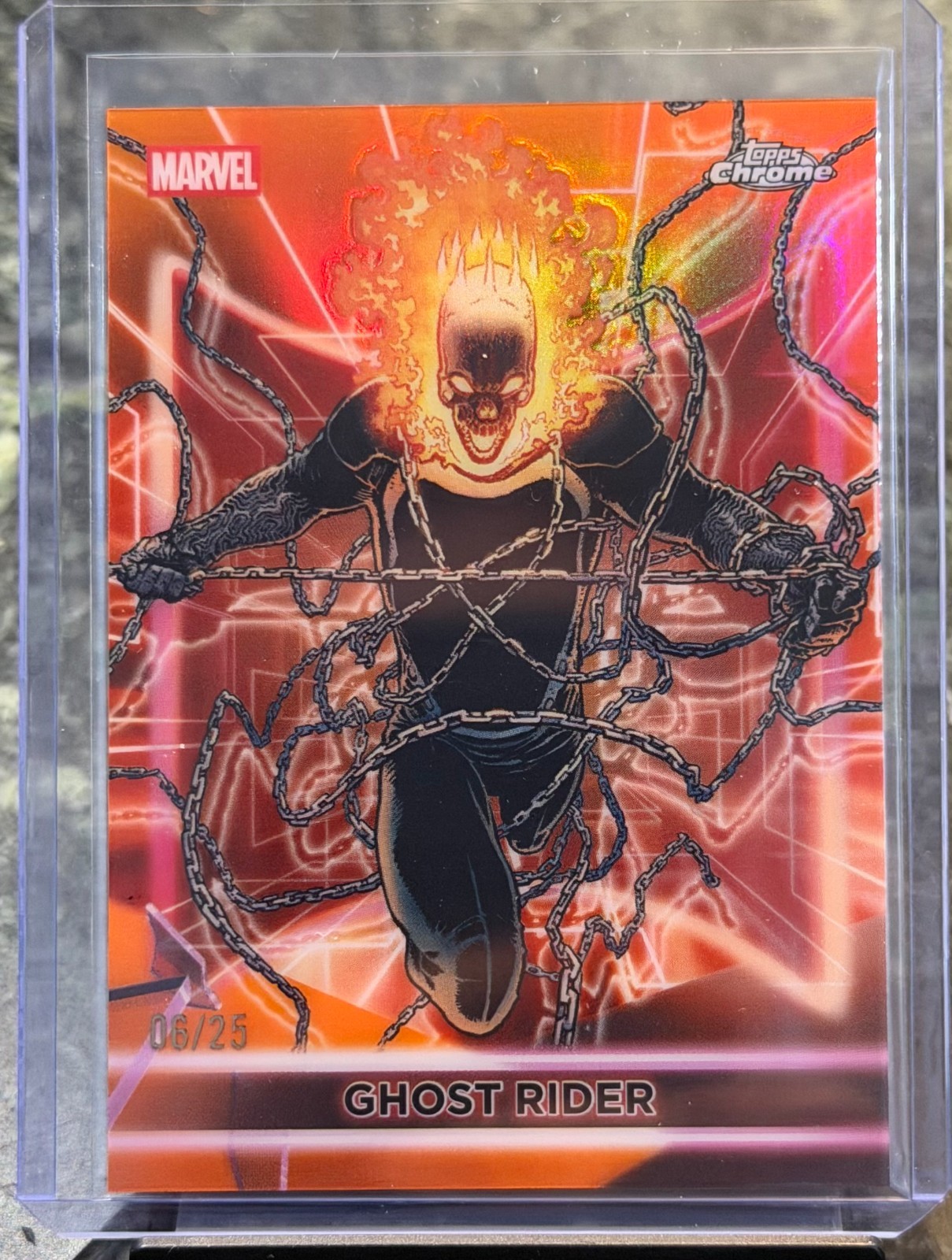 2026 Topps Marvel Neon Ghost Rider Orange /25 Topps Chrome #124