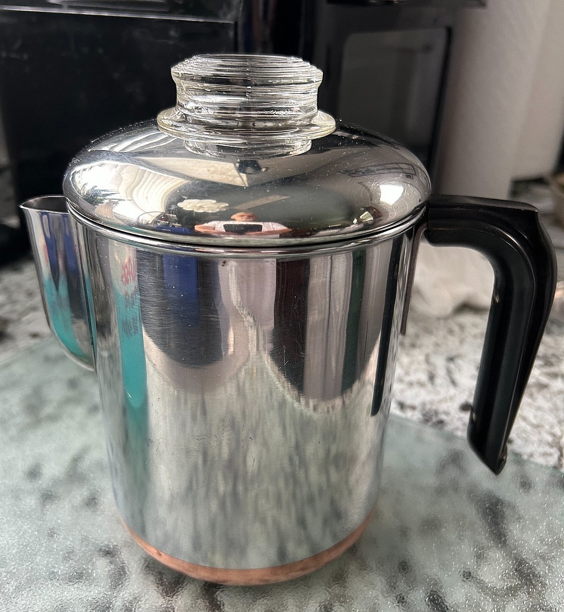 Vtg Pre 1968 Revere Ware 1801 Percolator Coffee Pot 4-6 Cup Copper Clad Bottom Vtg Pre 1968 Revere Ware 1801 Percolator Coffee Pot 4-6 Cup Copper Clad Bottom