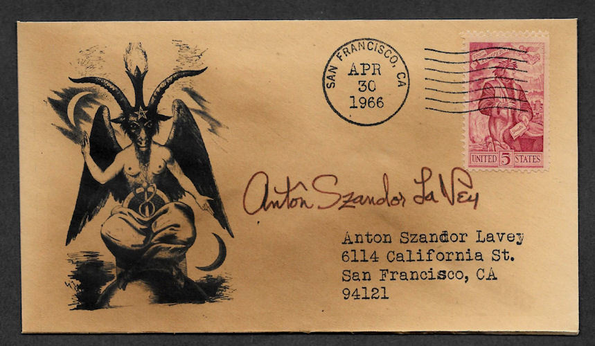 Anton LaVey Church of Satan Autograph Reprint on Collector's Envelope *OP1177 Anton LaVey Church of Satan Autograph Reprint on Collector's Envelope *OP1177