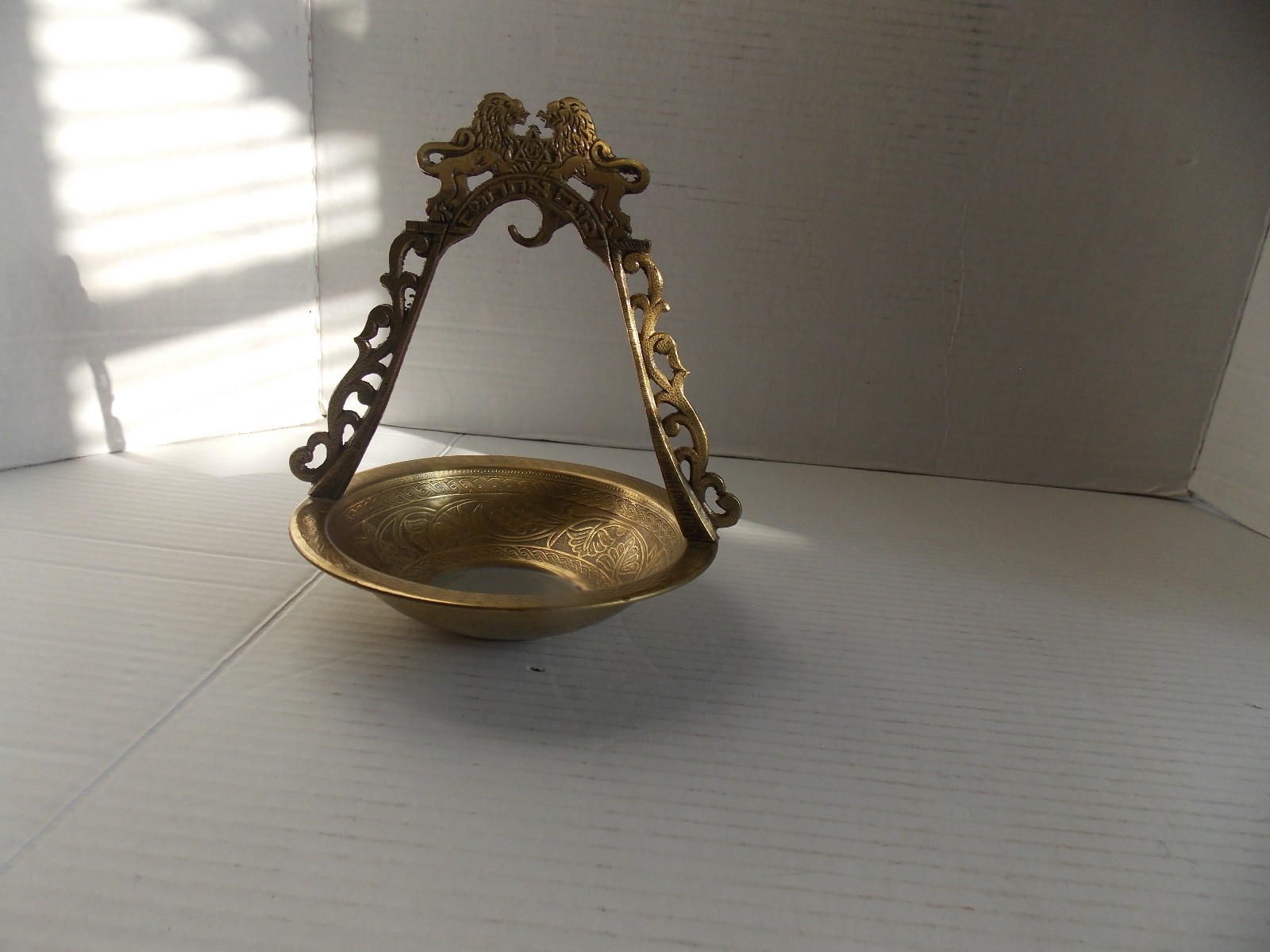 Israel MAYIM ACHRONIM BRASS JEWISH HAND WASHING Bowl Lion  Brass Bowl 7,5