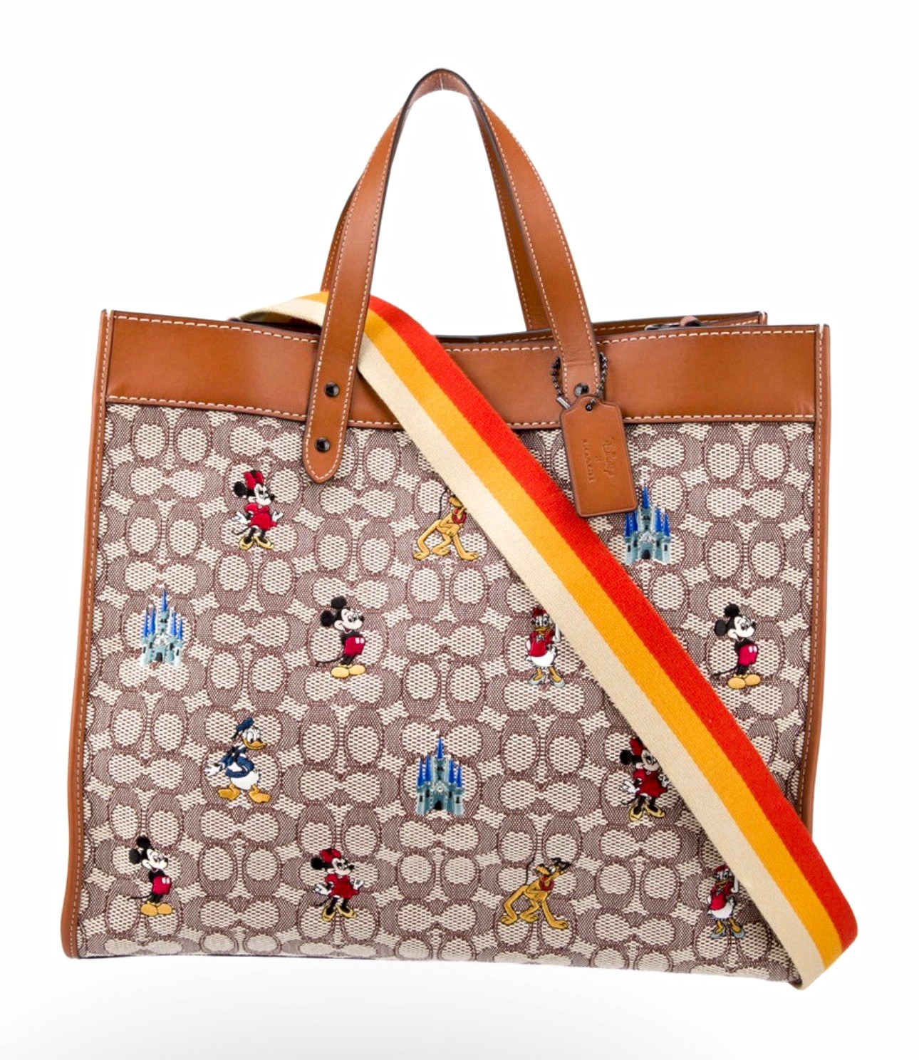 Coach x Disney Field Tote 40 Embroidered Mickey Minnie Donald Castle 