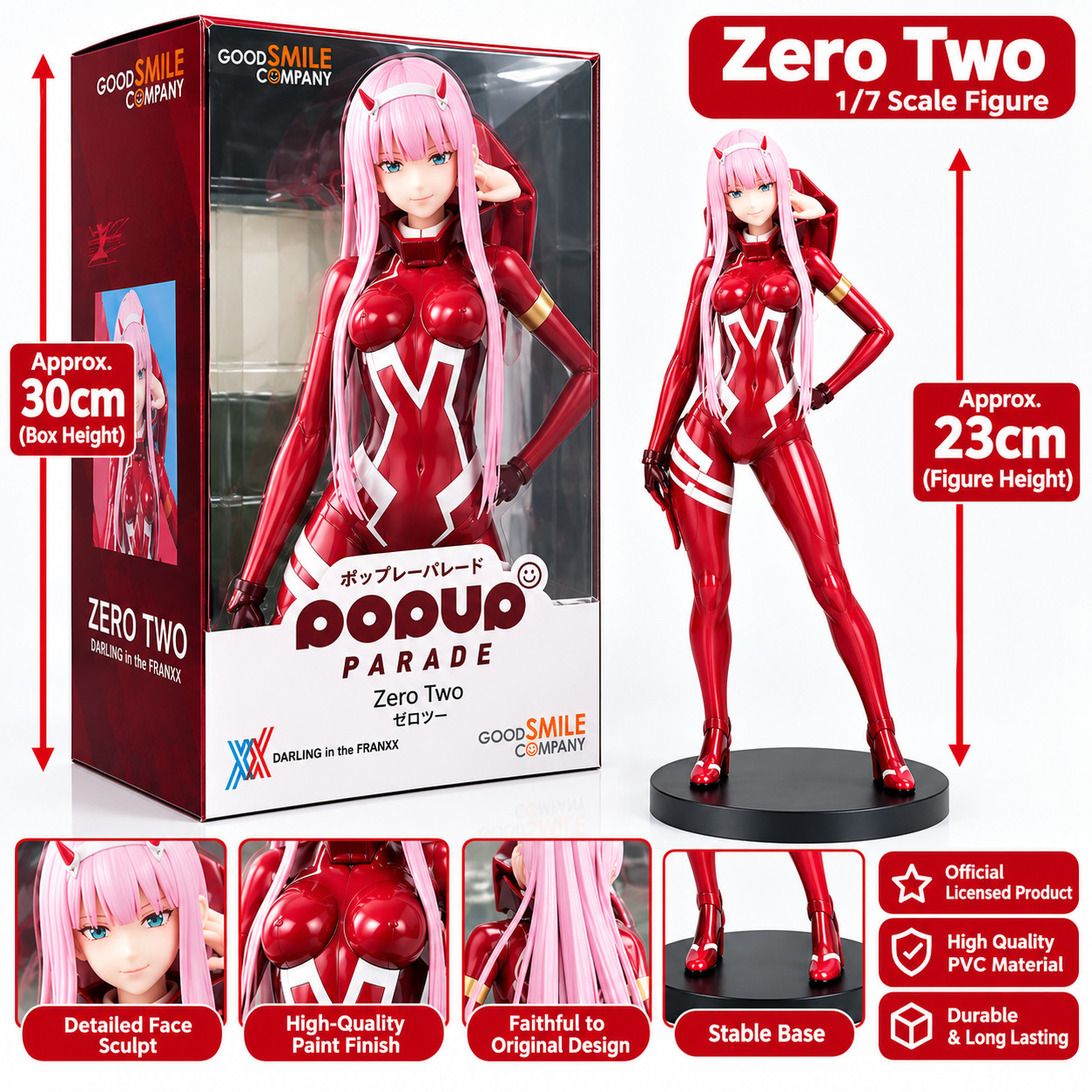 23cm Darling in the FranXX Zero Two 1/7 Battle Suit PVC Figure Collectible Toy
