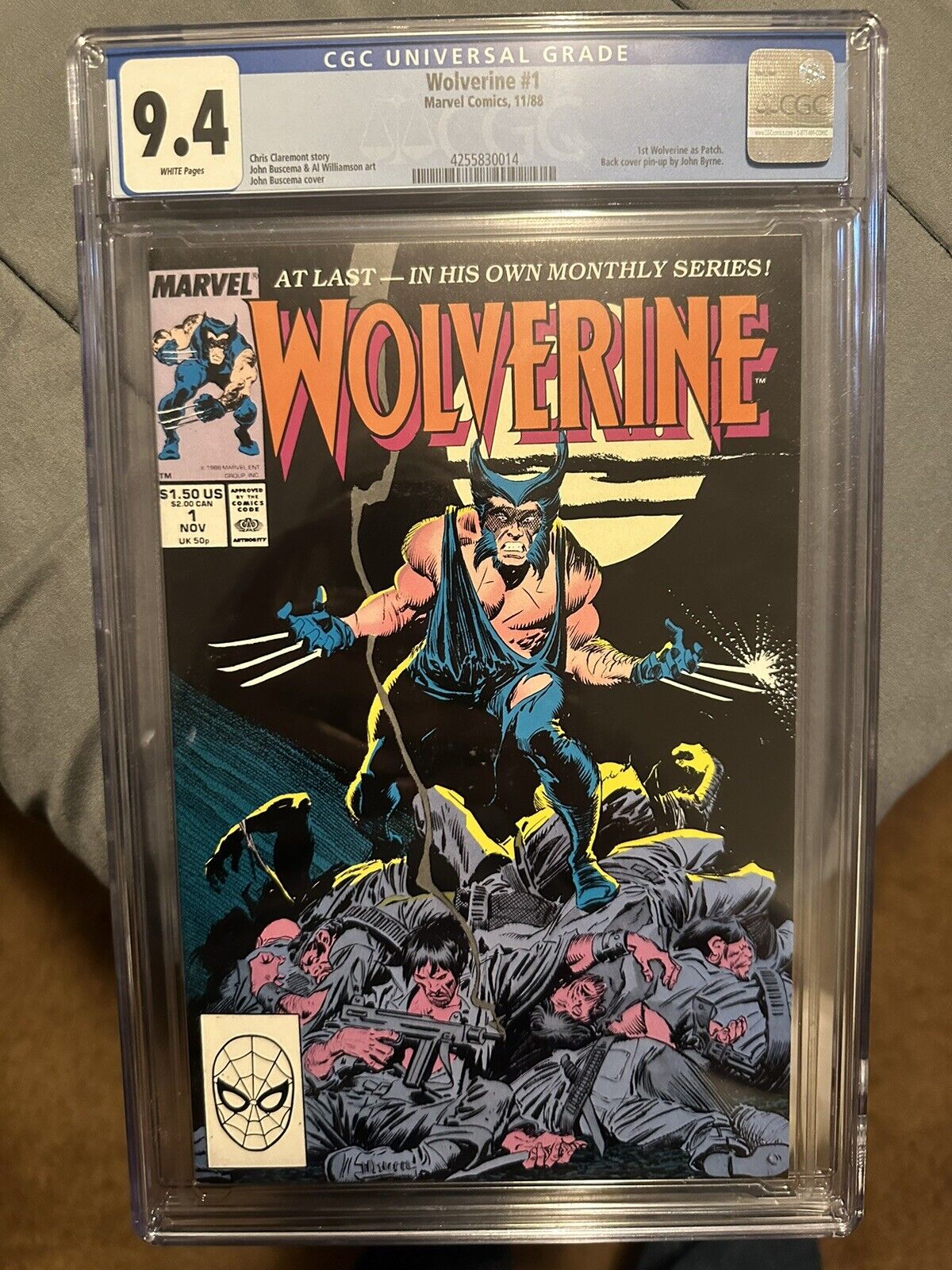 Wolverine #1 CGC 9.4 White Pages (Marvel 1988) 1st App of Wolverine as Patch