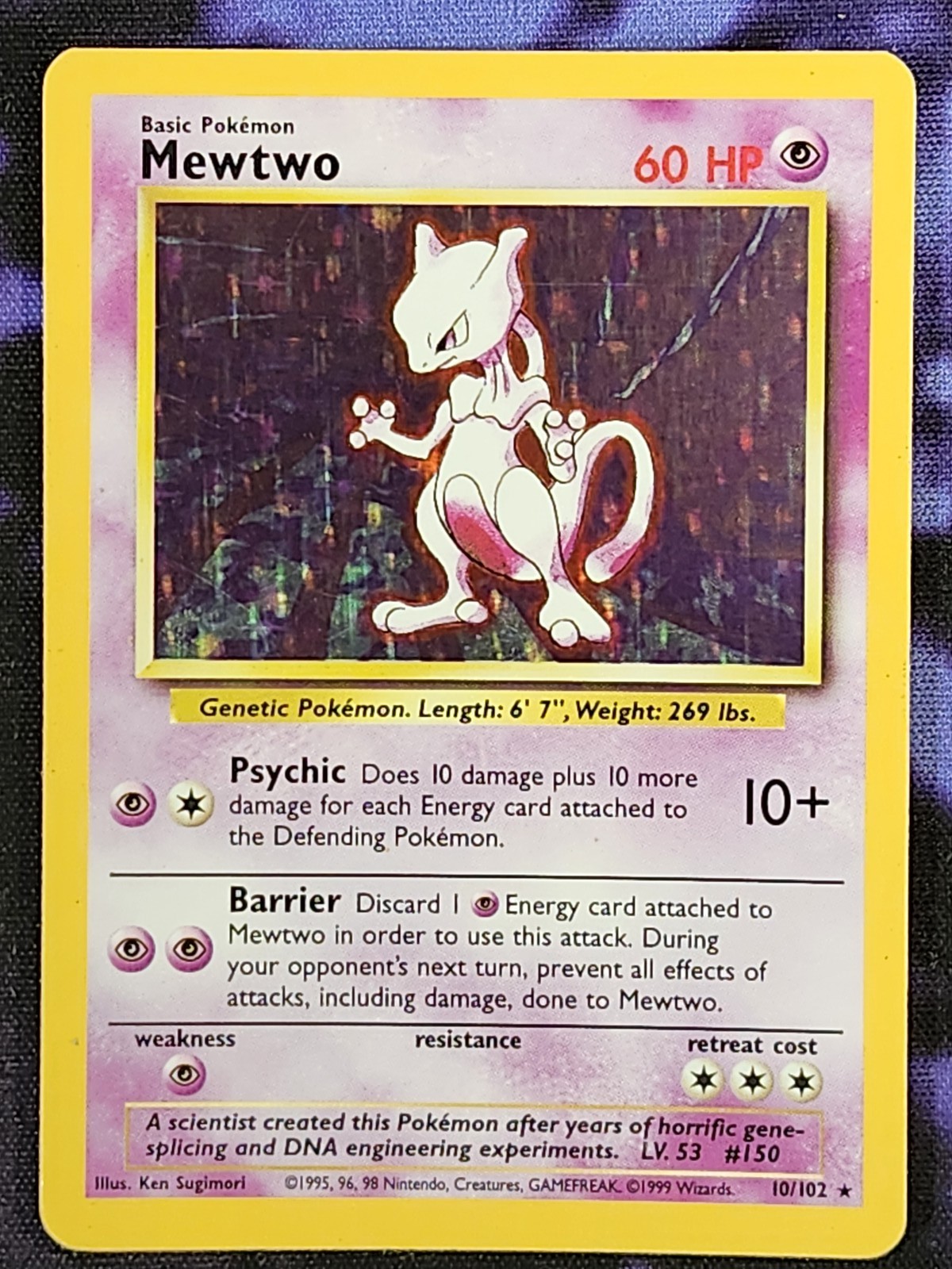 Pokemon Mewtwo 10/102 (MP) Holo Unlimited Base Set BS