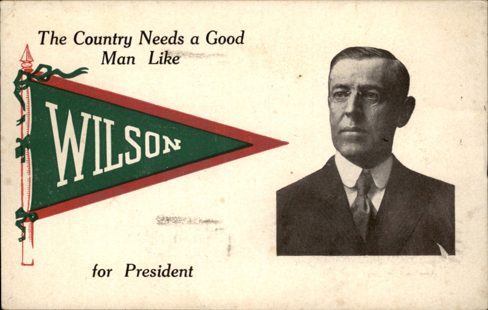 Woodrow Wilson pennant Political Campaign c1910s Vintage Postcard bhn