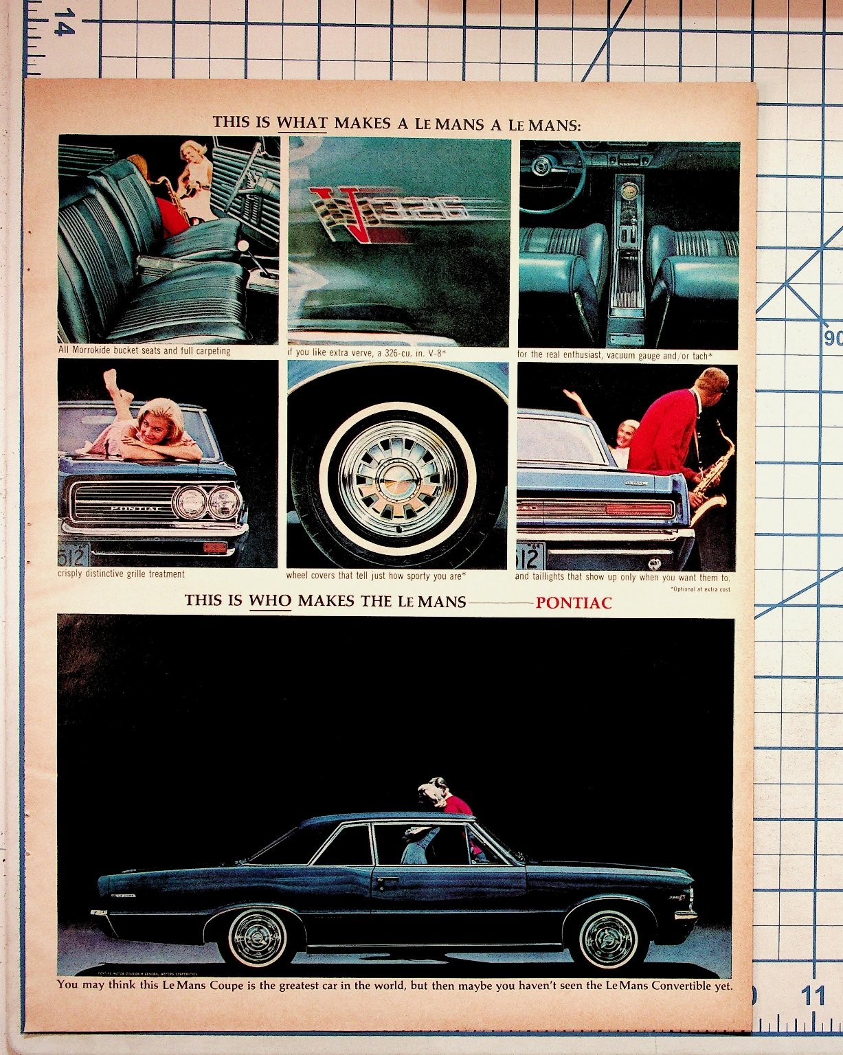 1964 Pontiac Le Mans Original Magazine Ad Classic Car V8 Coupe Vintage Print