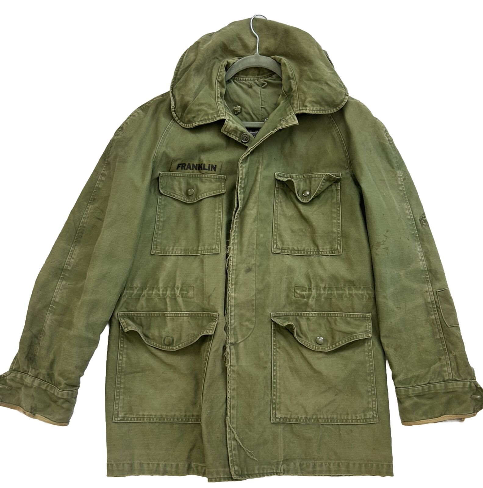 Vintage 1961 John Ownbey Military US Air Force Green SM Long Hooded Field Jacket