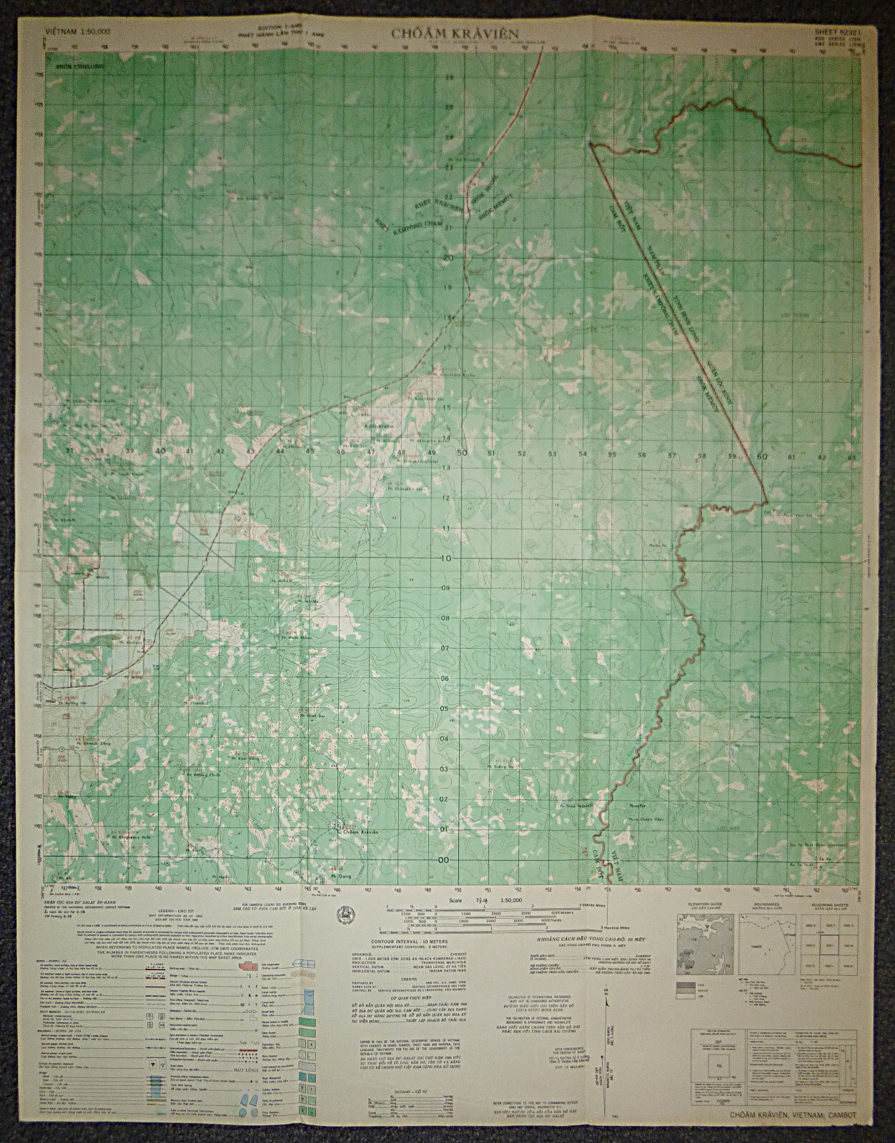 6232 i - MAP - Choam Kravien - 1968 - Loc Ninh - Cambodia Border - Vietnam War