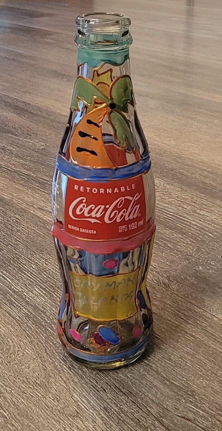 Empty Coke Coka Cola Bottle Hand Painted From Cayman Island 