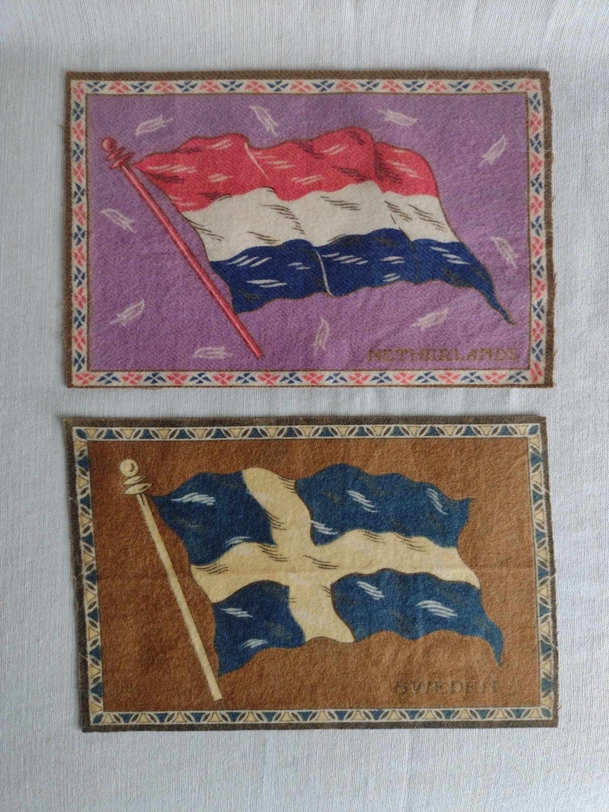 Vintage Netherlands & Sweden Flag Felt Cigar Tobacco Liners