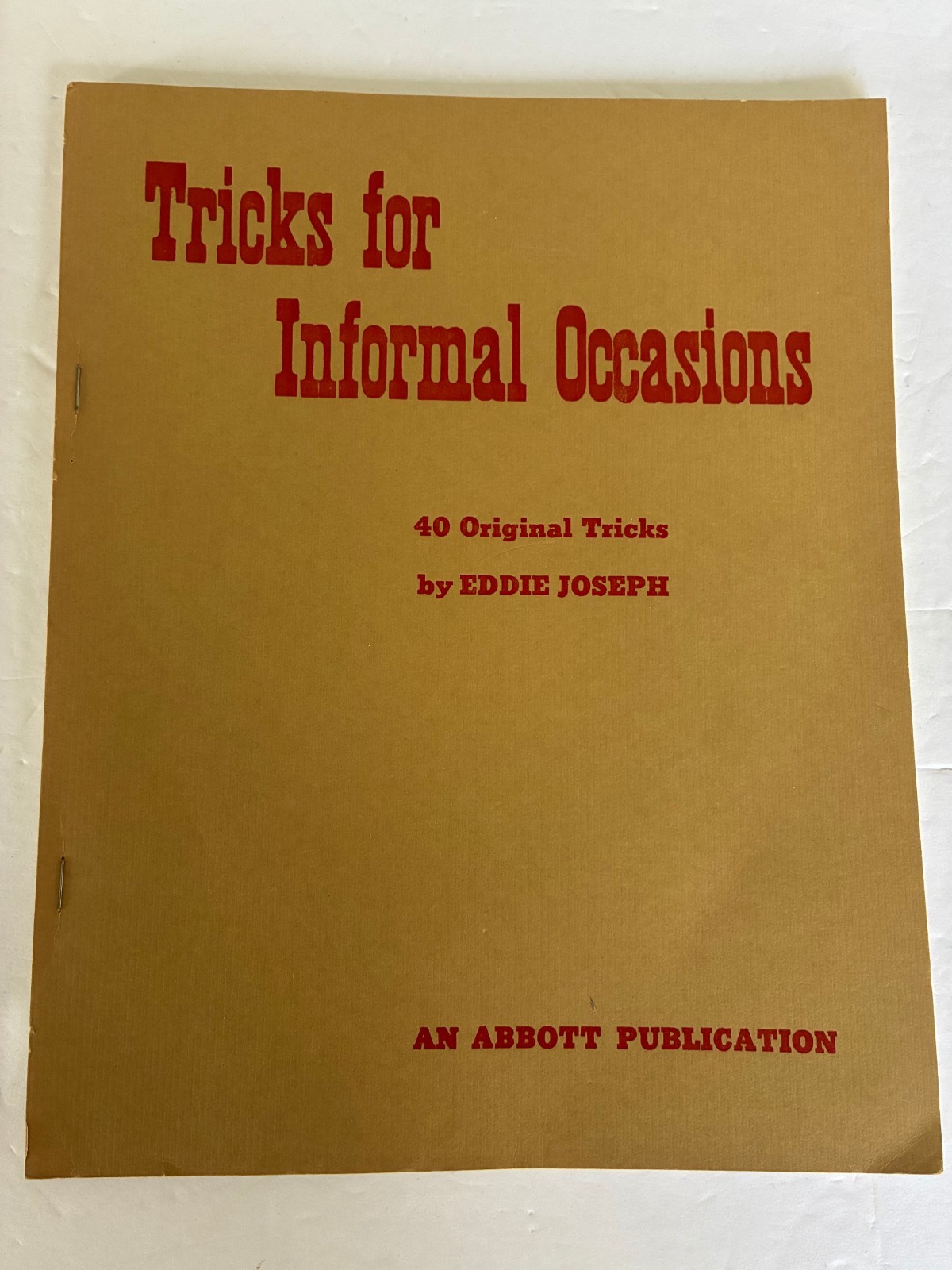 TRICKS FOR INFORMAL OCCASIONS by Eddie Joseph – An Abbot Publication.
