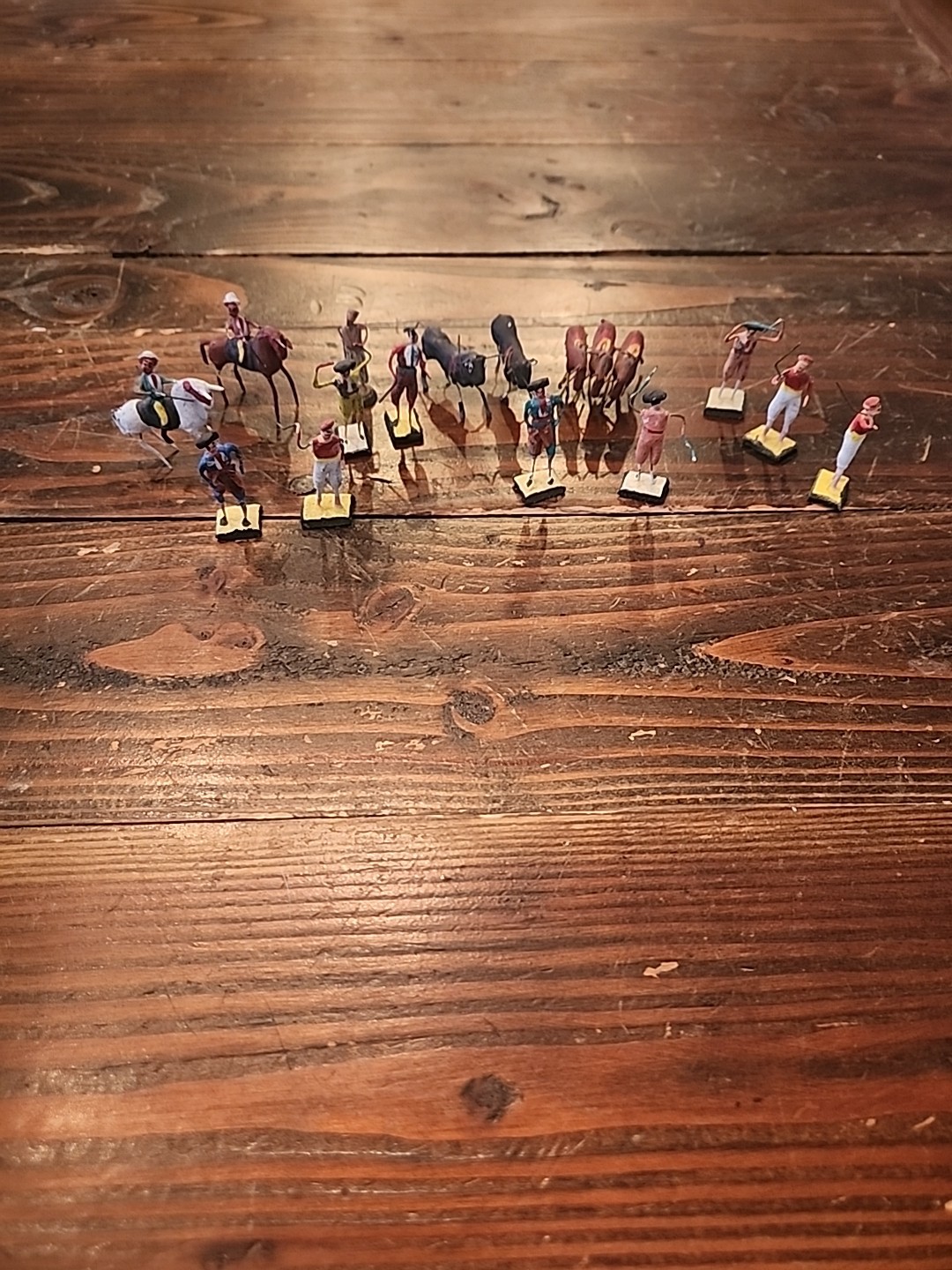 Vtg Miniature Mexican Folk Art Clay Wire Pottery Bull Fighter Matador Figurines