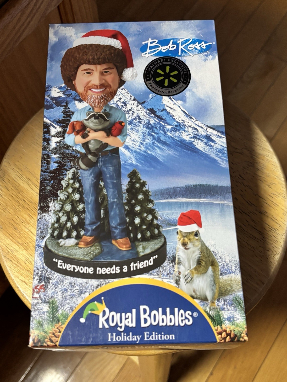 NEW Bob Ross Bobblehead Everyone needs a friend Royal Bobbles Holiday Edition