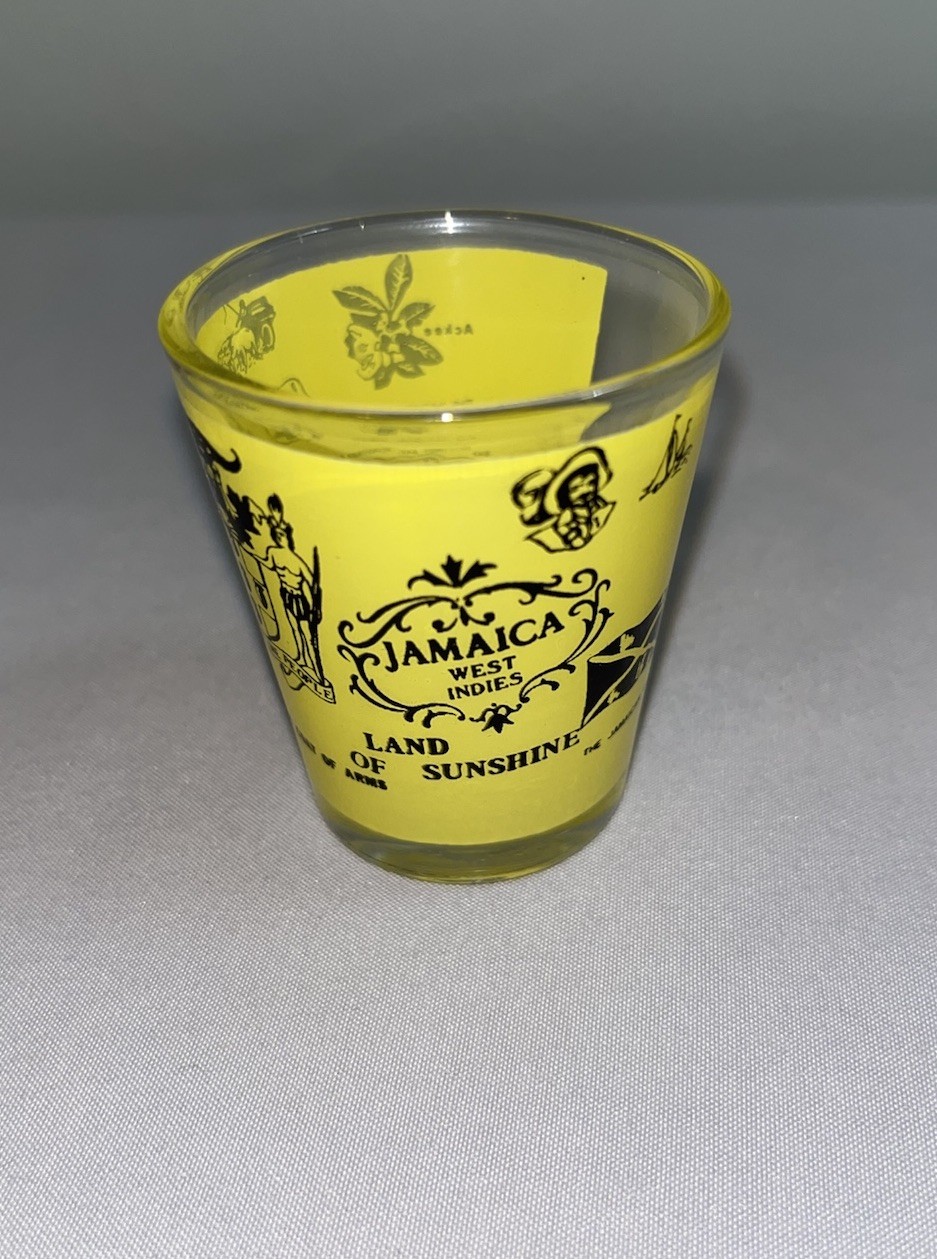Vintage 1970s Jamaica West Indies Souvenir Shot Glass Travel Collectible