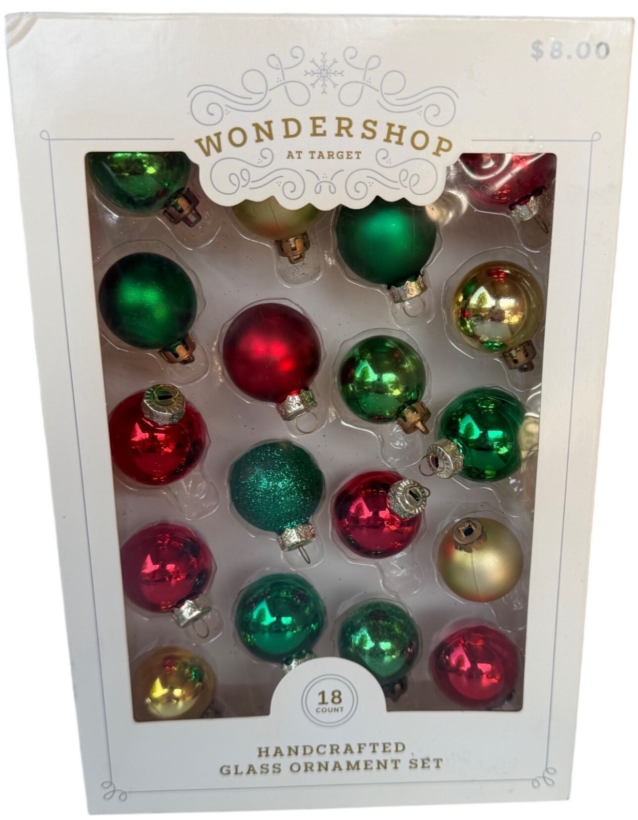 Wondershop At Target 18-pc. Metallic Handcrafted Glass Ornament Set 1\