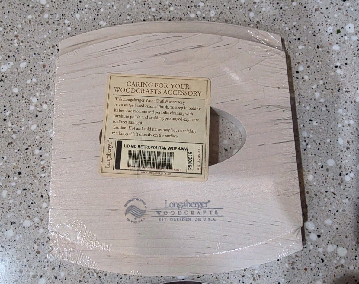 Longaberger Lid - Medium Metropolitan Basket Whitewash In Shrinkwrap RARE Longaberger Lid - Medium Metropolitan Basket Whitewash In Shrinkwrap RARE