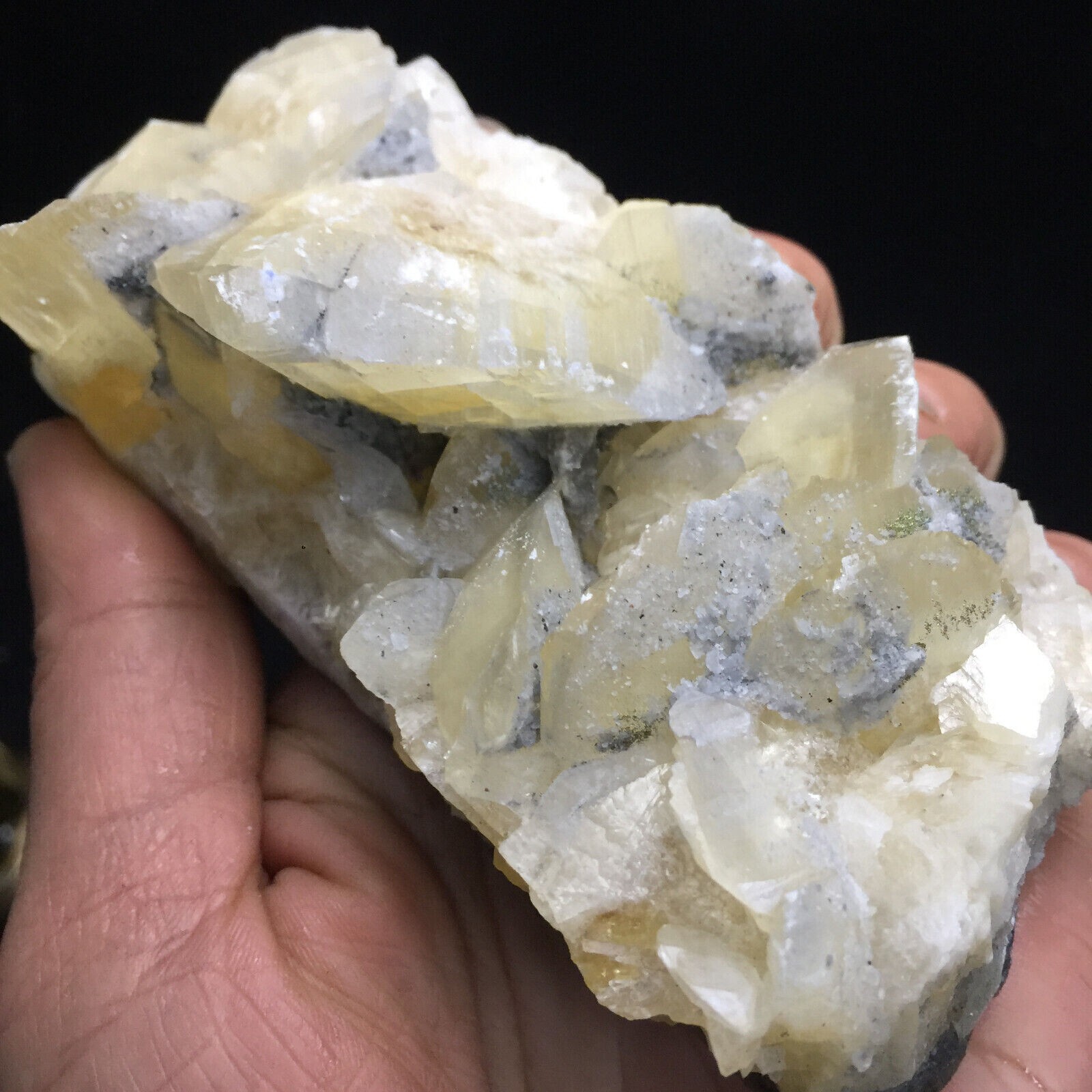 358g Rare Beauty Ladder-Like Green Fluorite & Calcite Crystal Mineral Specimen