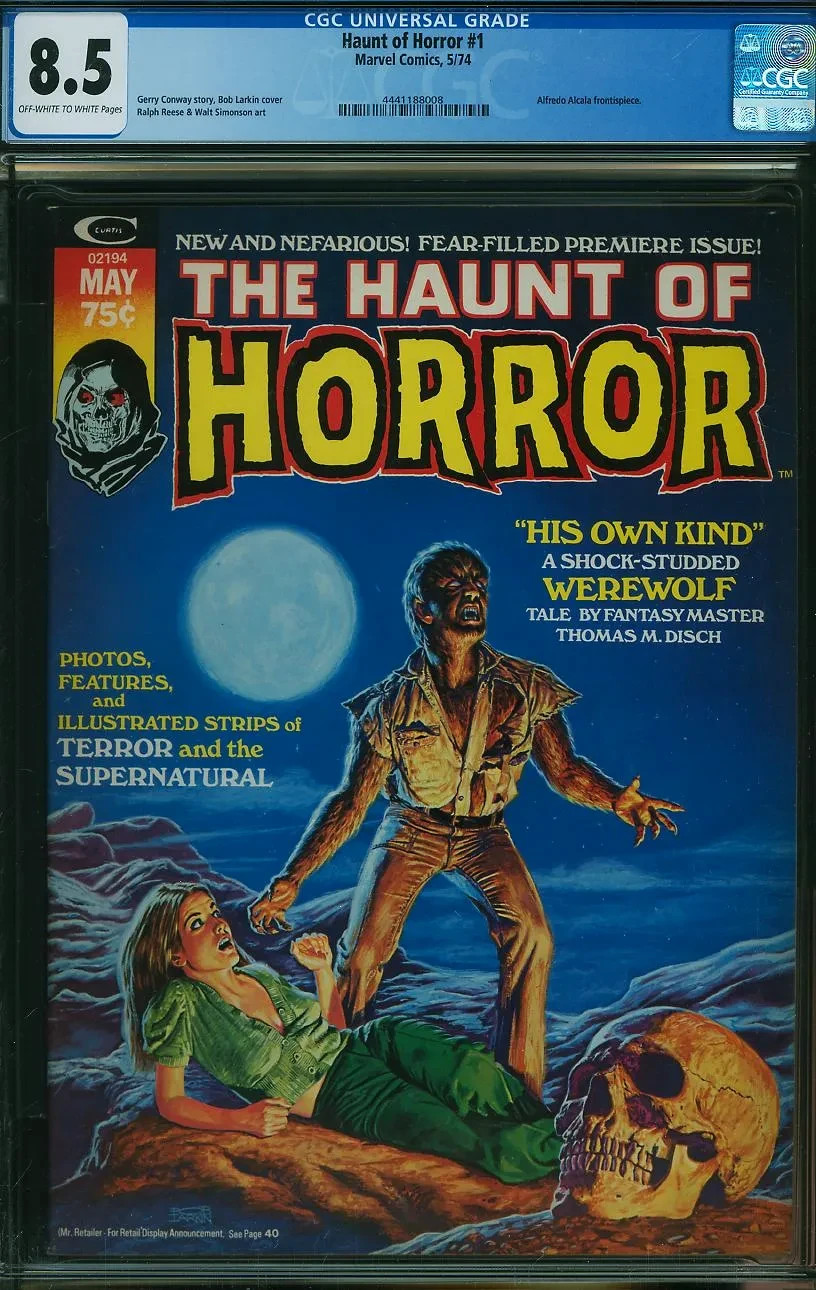 Haunt of Horror 1 CGC 8.5 VF+ OW-WP Bob Larkin Werewolf Marvel 1974 Haunt of Horror 1 CGC 8.5 VF+ OW-WP Bob Larkin Werewolf Marvel 1974