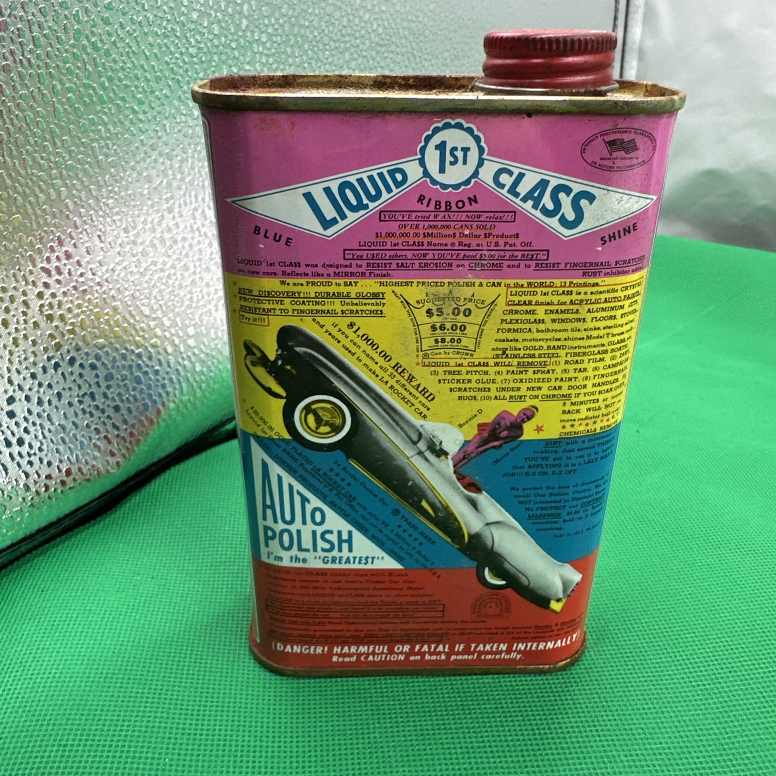 (1) Vintage LIQUID 1ST CLASS AUTO POLISH, NOS Circa: 1955 More Available