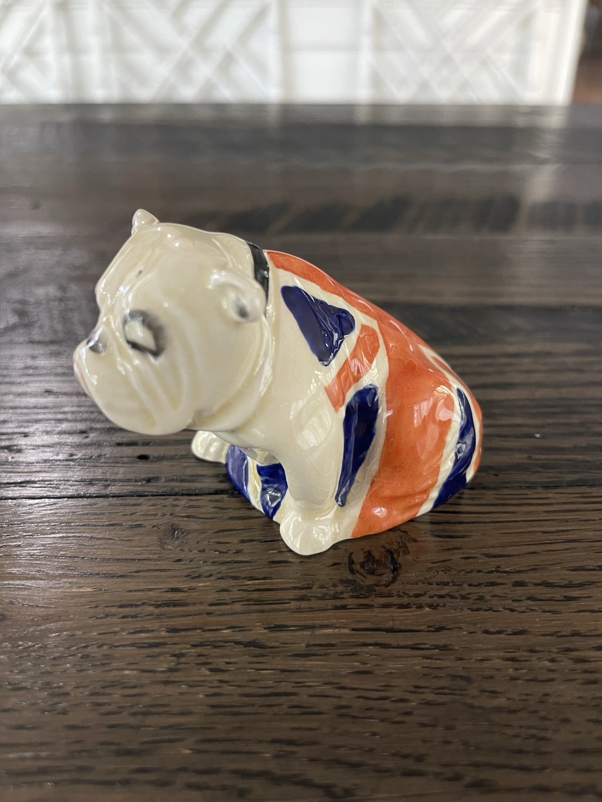 RN645658 Vintage 1940 Royal Doulton English Churchill Bulldog in Union Jack Flag