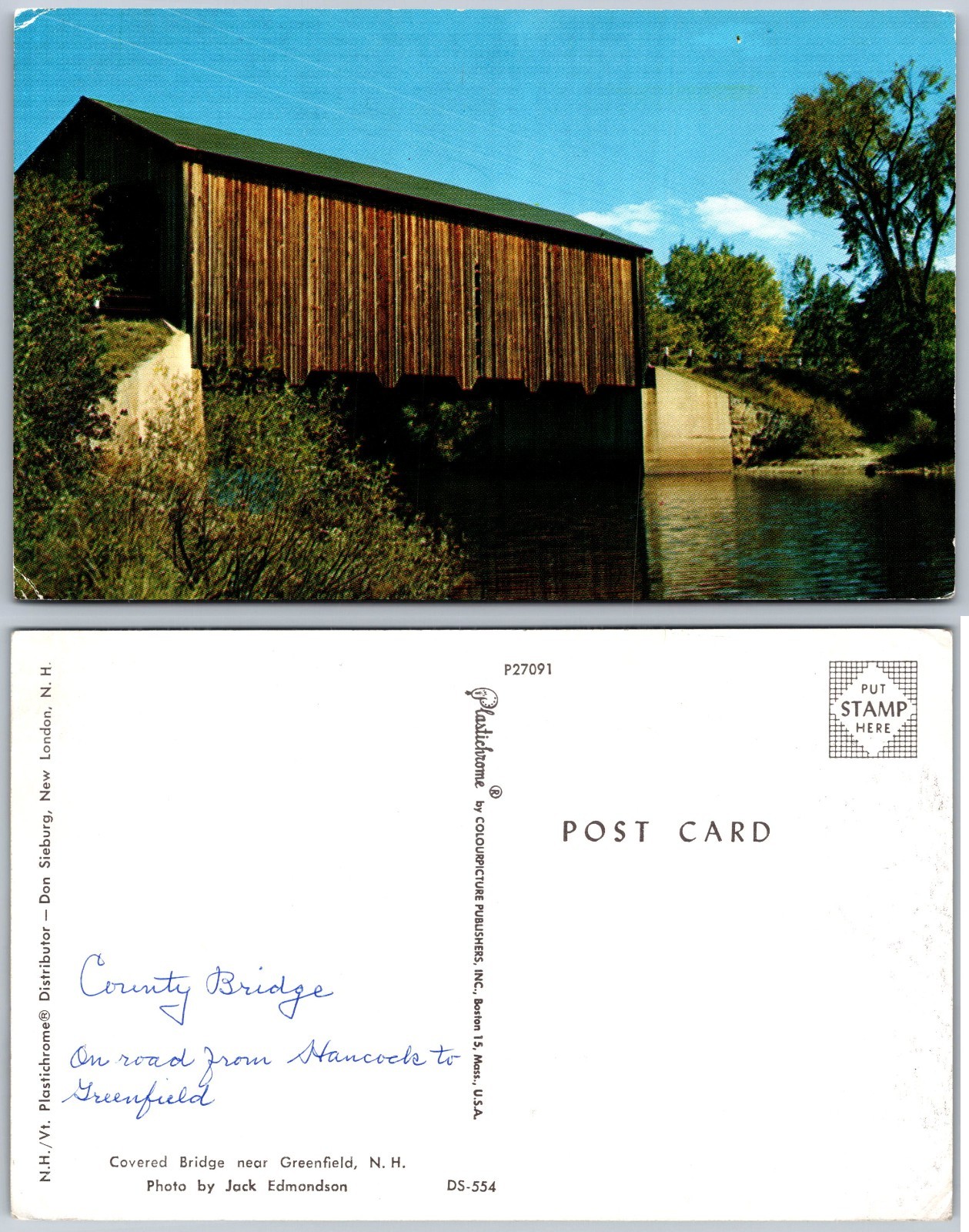 County Bridge Greenfield NH Postcard
