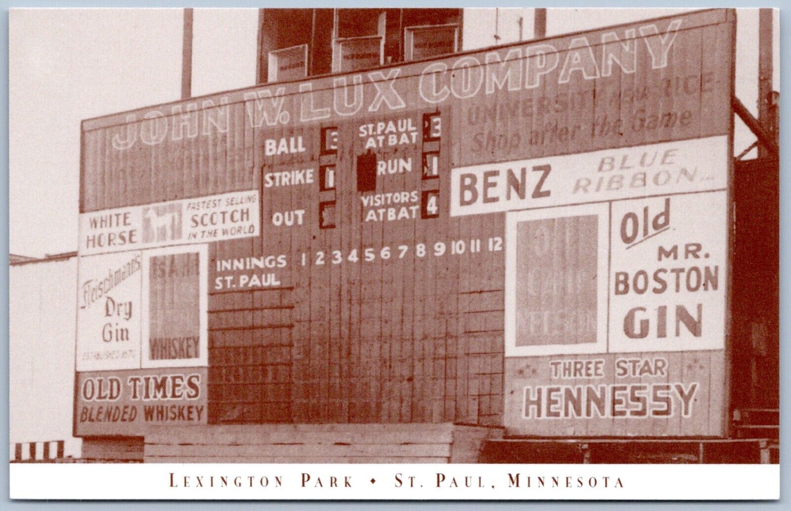 Postcard St Paul MN Lexington Park Scoreboard Century Of Ballparks Baseball B64
