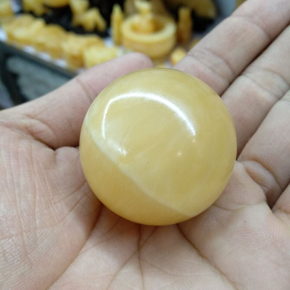 35mm Natural Yellow Topaz carving ball Sphere Crystal Healing Gem Crystal...