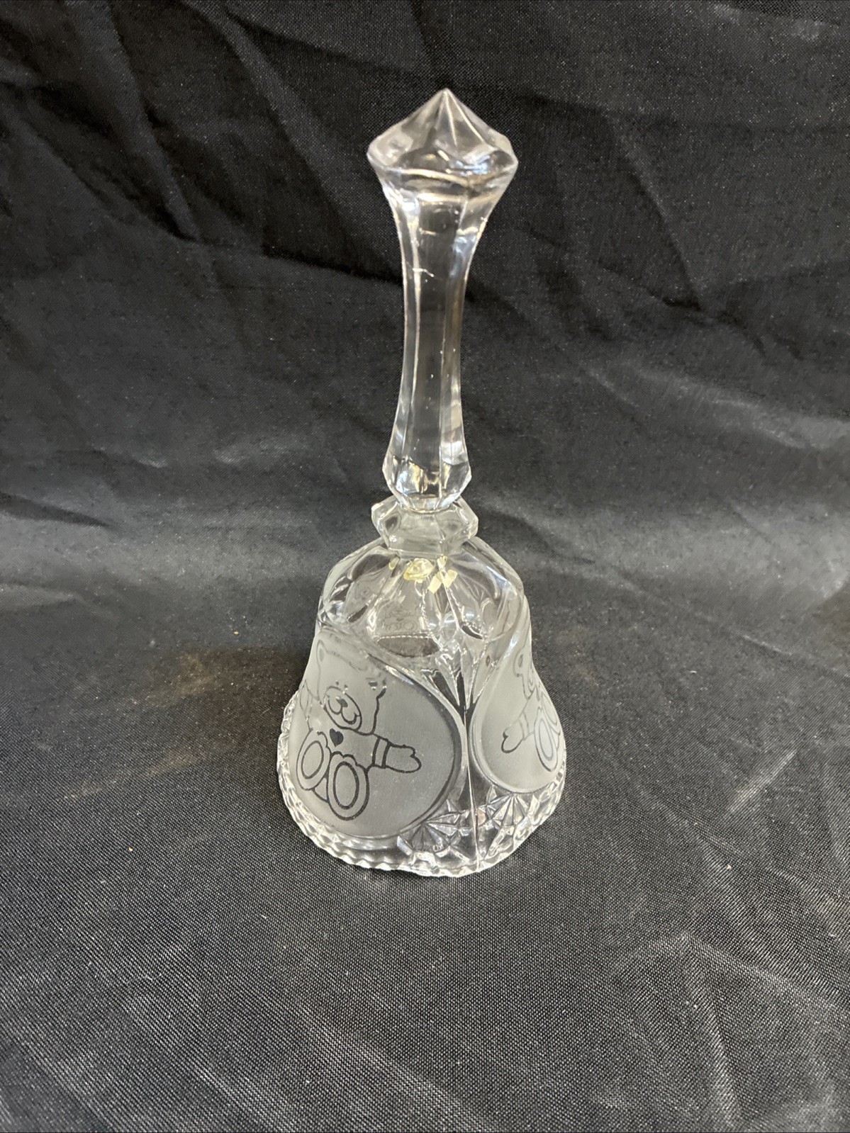 Teddy Bear Crystal Bell Etched 8\ Teddy Bear Crystal Bell Etched 8\