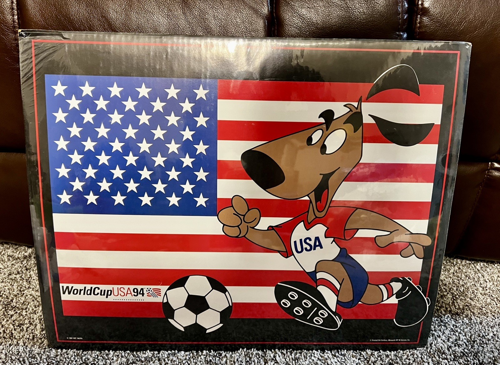 VINTAGE 94 WORLD CUP USA SOCCER FUTBOL 16X20 POSTER STRIKER MASCOT Team USA Flag