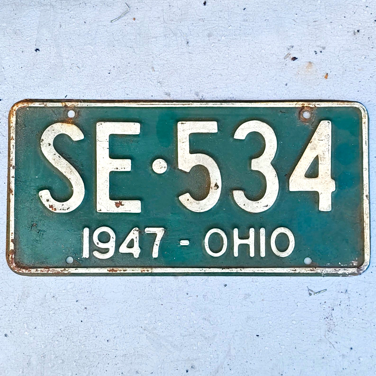 Vintage 1947 Ohio License Plate Tag SE-534