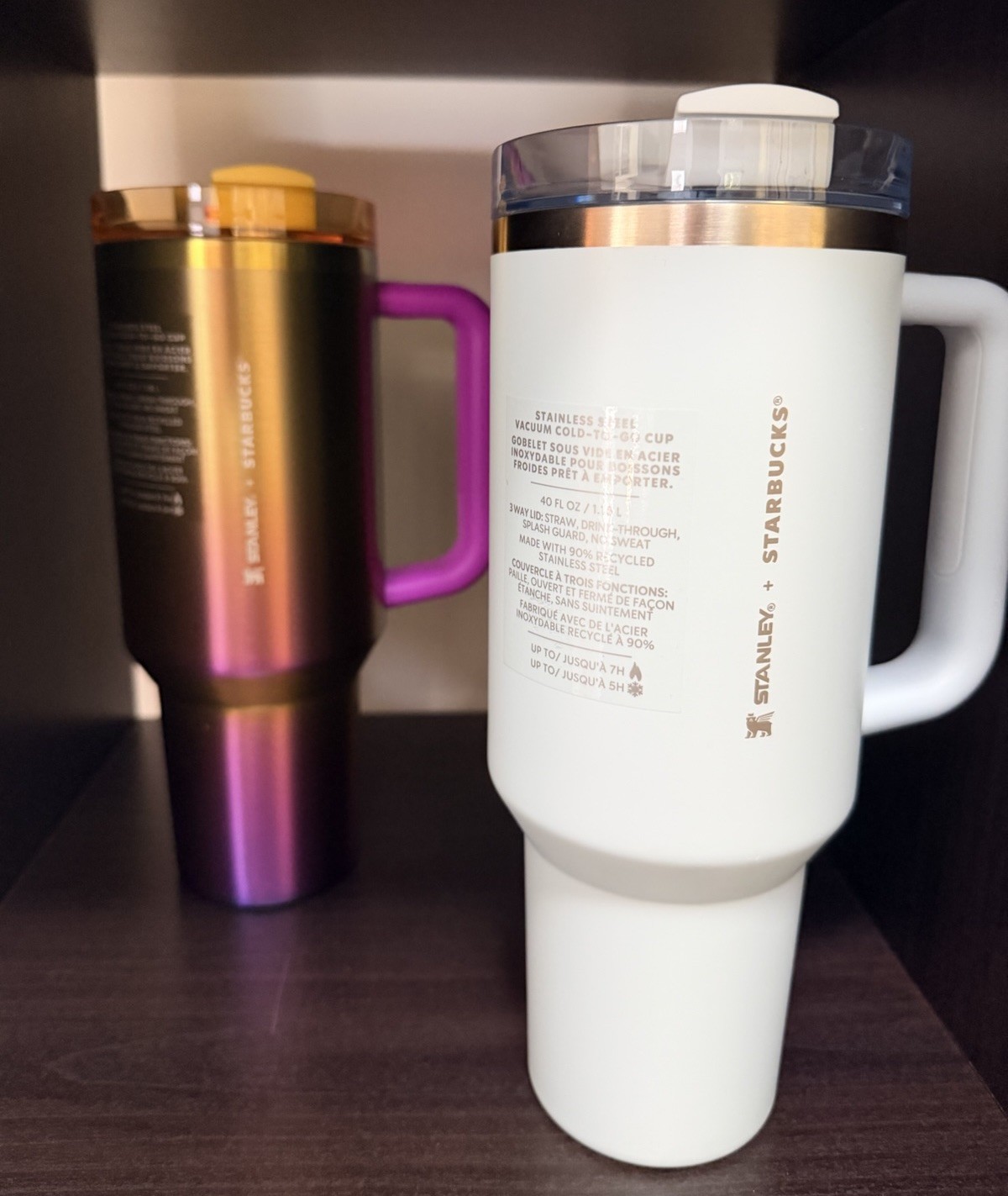 STANLEY X STARBUCKS LOT of 2: Quencher 40oz Tumblers (Pale Blue & Gold/Purple)