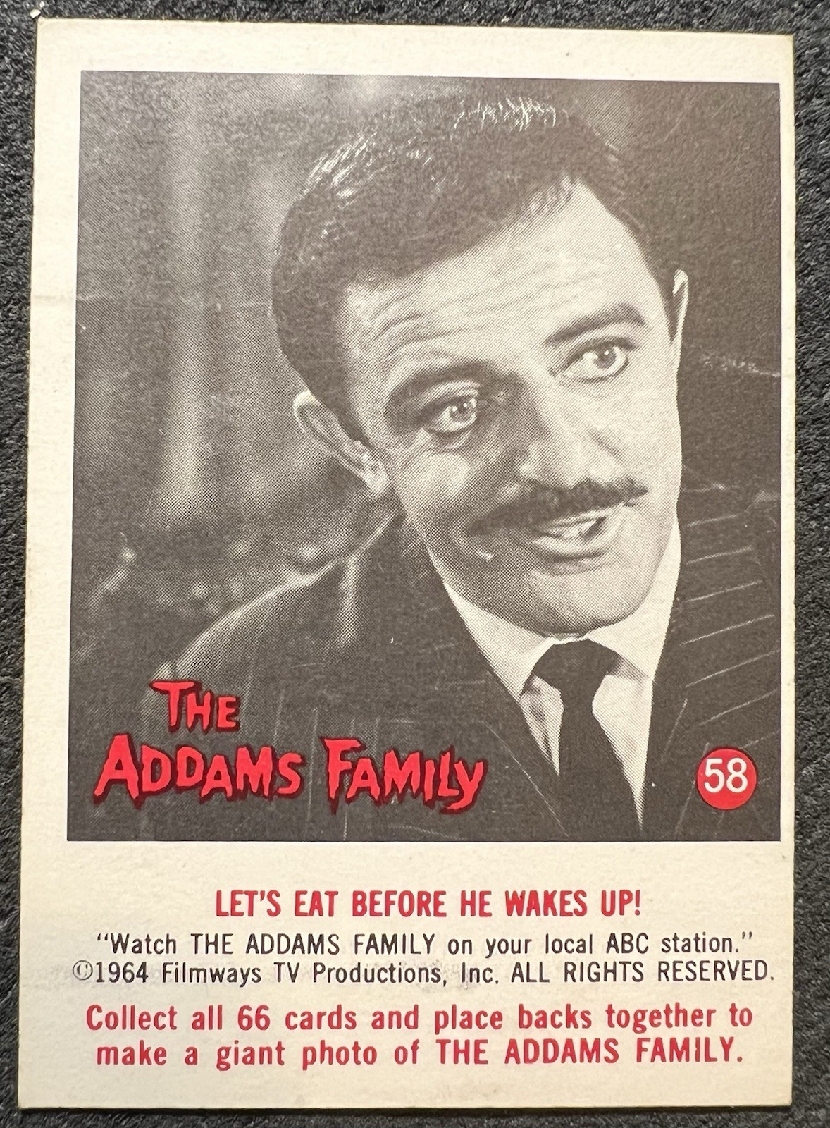 1964 DONRUSS THE ADDAMS FAMILY TRADING CARD (GOMEZ) #58 EX OC