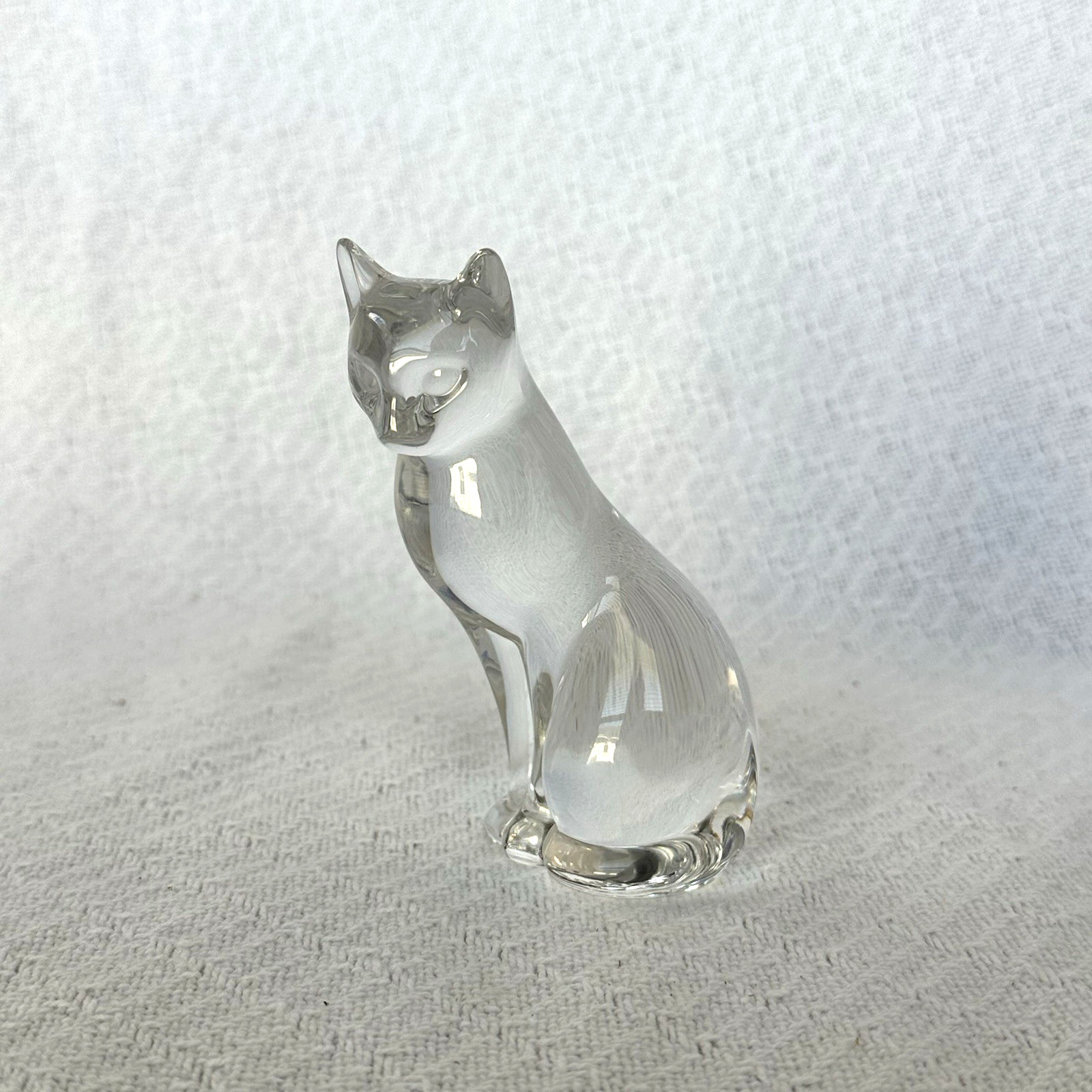 Vintage 1993 Lenox Clear Crystal Cat Figurine 4.5 Collectible Glass Kitty Figure