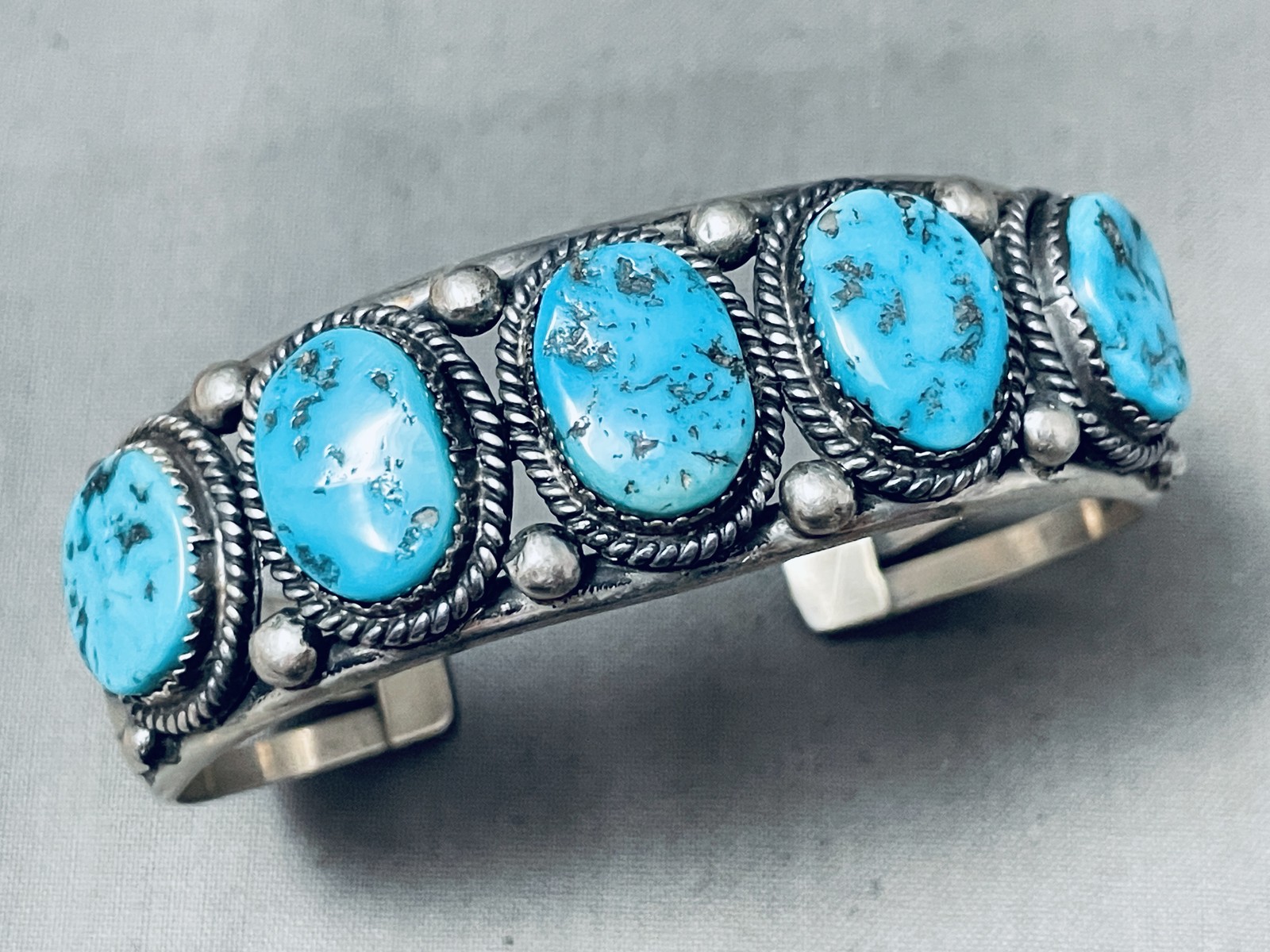 CECIL SANDERS VINTAGE NAVAJO TURQUOISE STERLING SILVER BRACELET