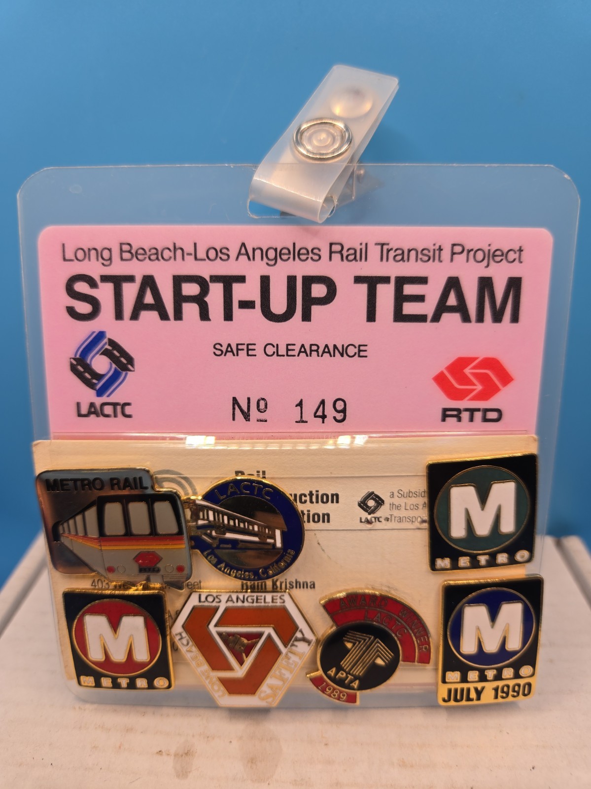 Vintage LA METRO RAIL MTA Set 7  Lapel Pins Start-Up Team ID  USED Item M-Start