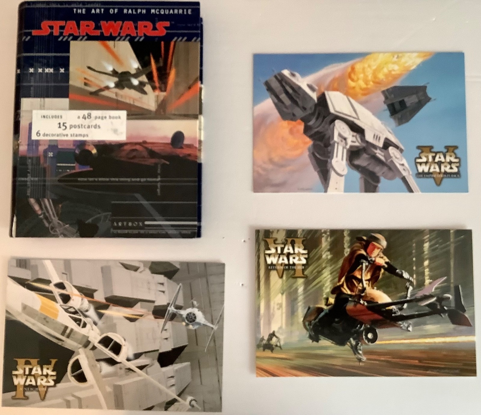 Star Wars The Art of Ralph McQuarrie Artbox 1996 Postcards & Stamps Plus 3 5x7 P