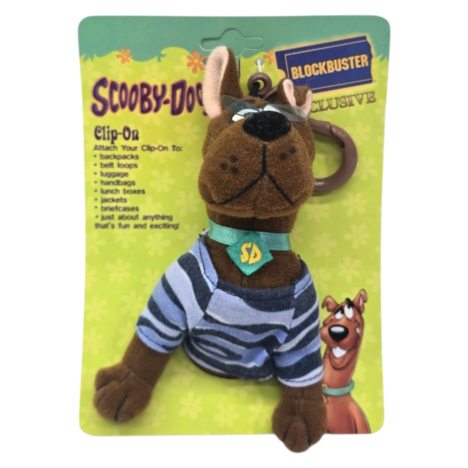 Blockbuster Exclusive Vintage 2001 WB Scooby-Doo Plush Clip-On Keychain NEW NOS