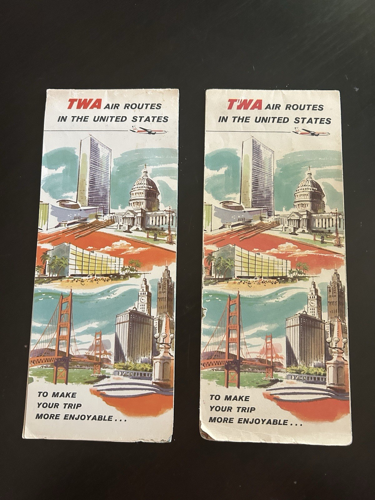 Original 1961-1962 TWA U.S. Airline Routes Map
