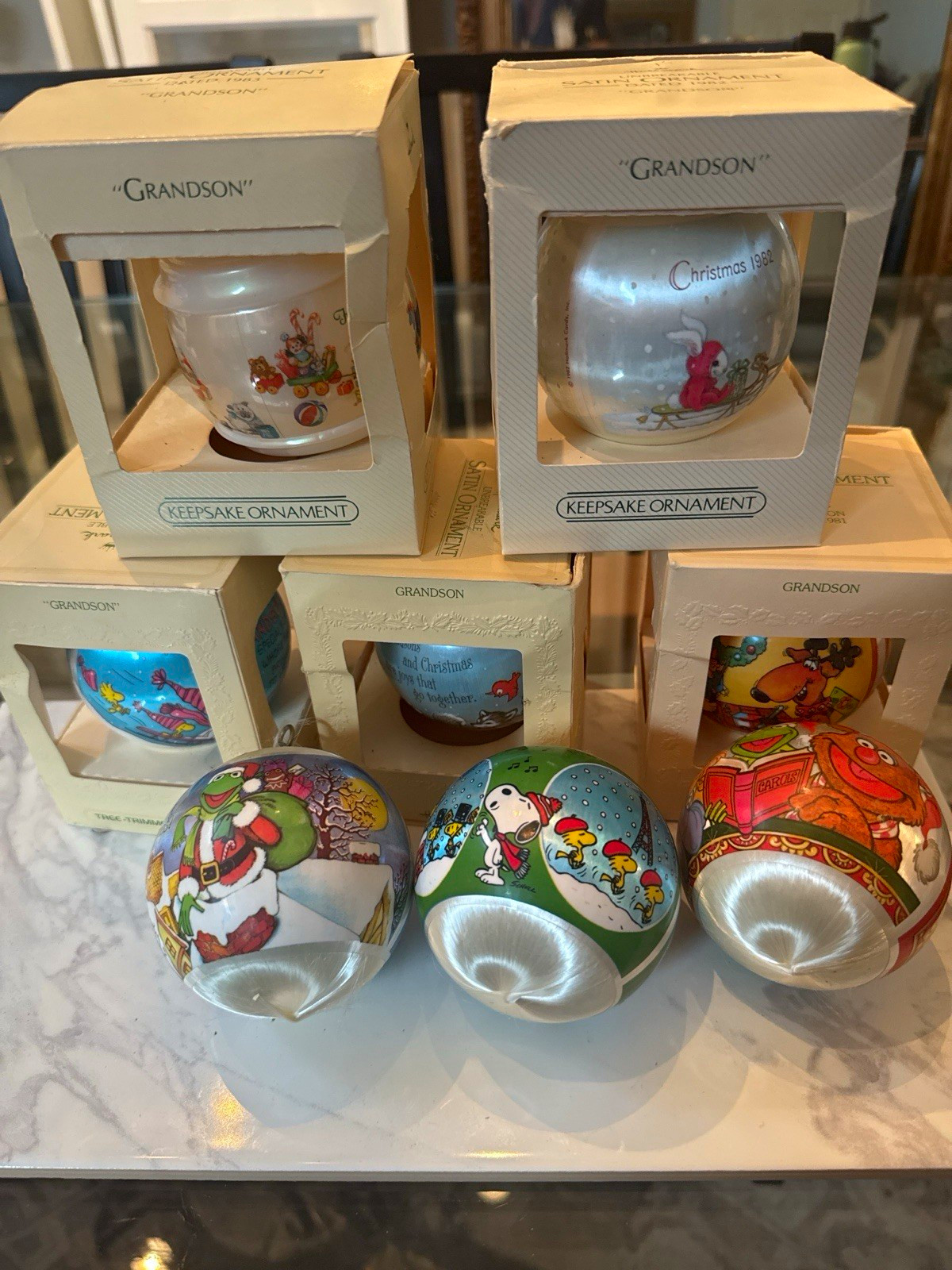 Vintage Reseller Lot Hallmark Ornaments 1979–1983 Peanuts Muppets Boxes
