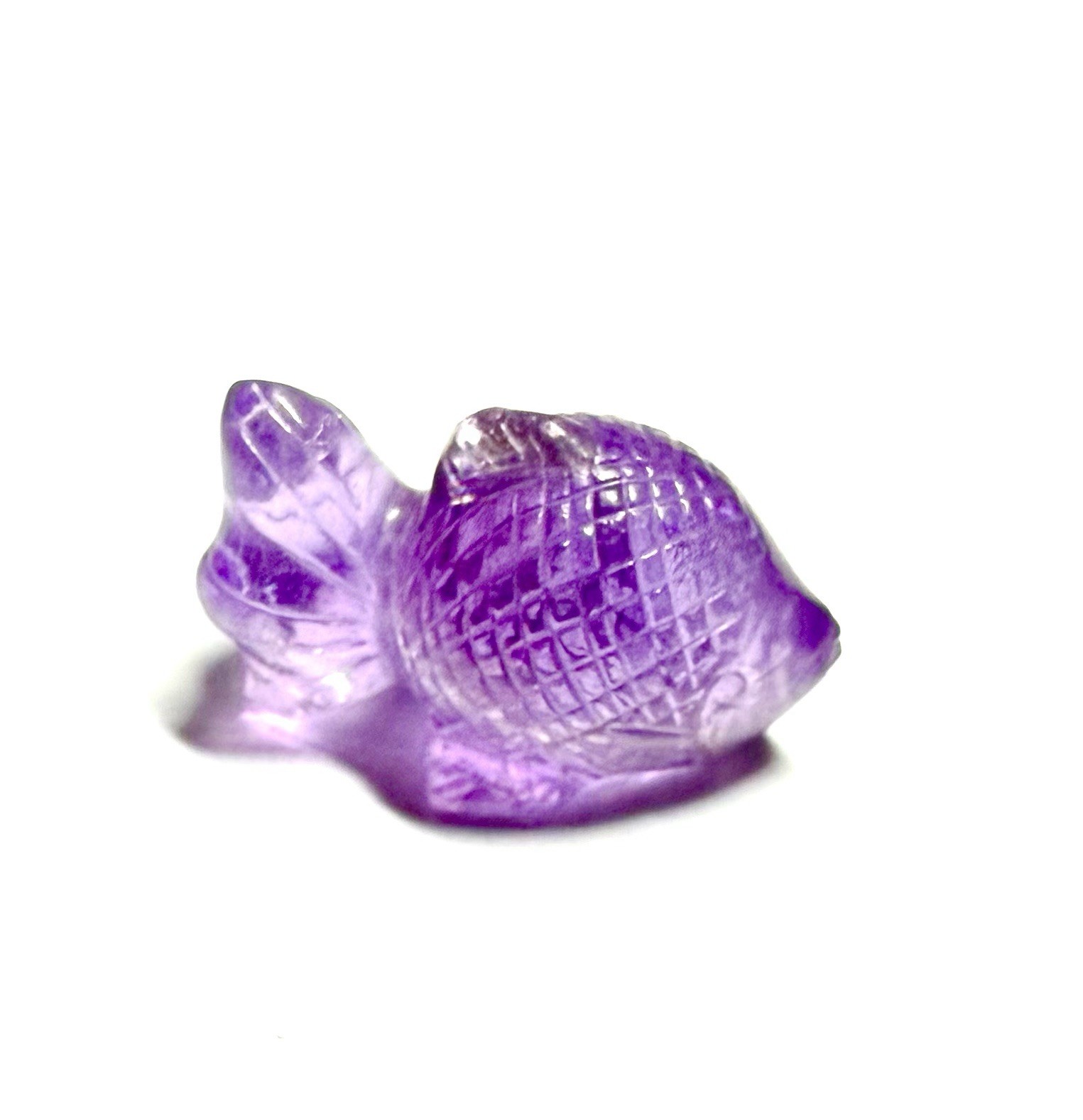 Beautiful Fish Carving In Amethyst 51.48 Cts