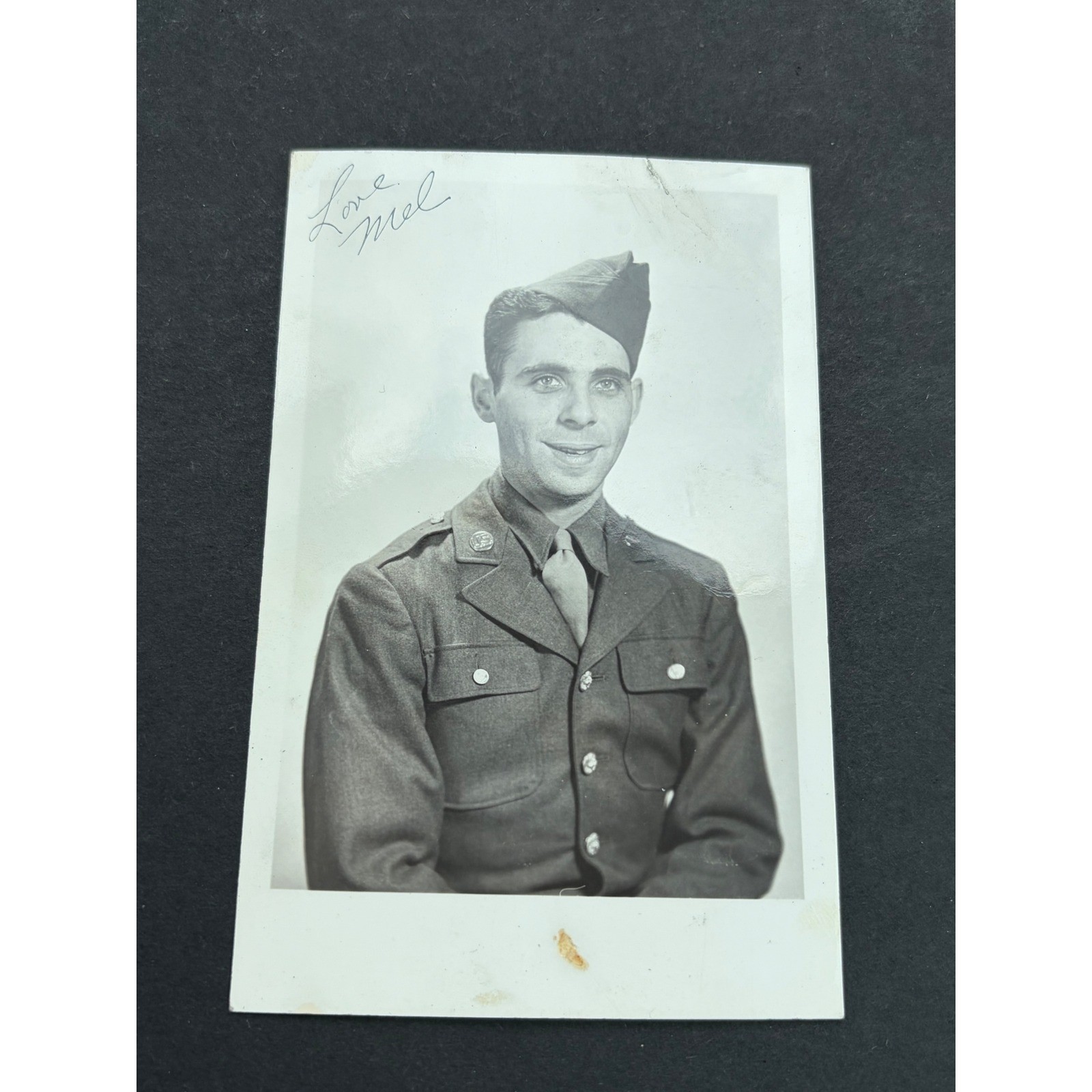 Vintage WWII US Army Soldier Real Photo Postcard RPPC Inscribed Love Mel EKC